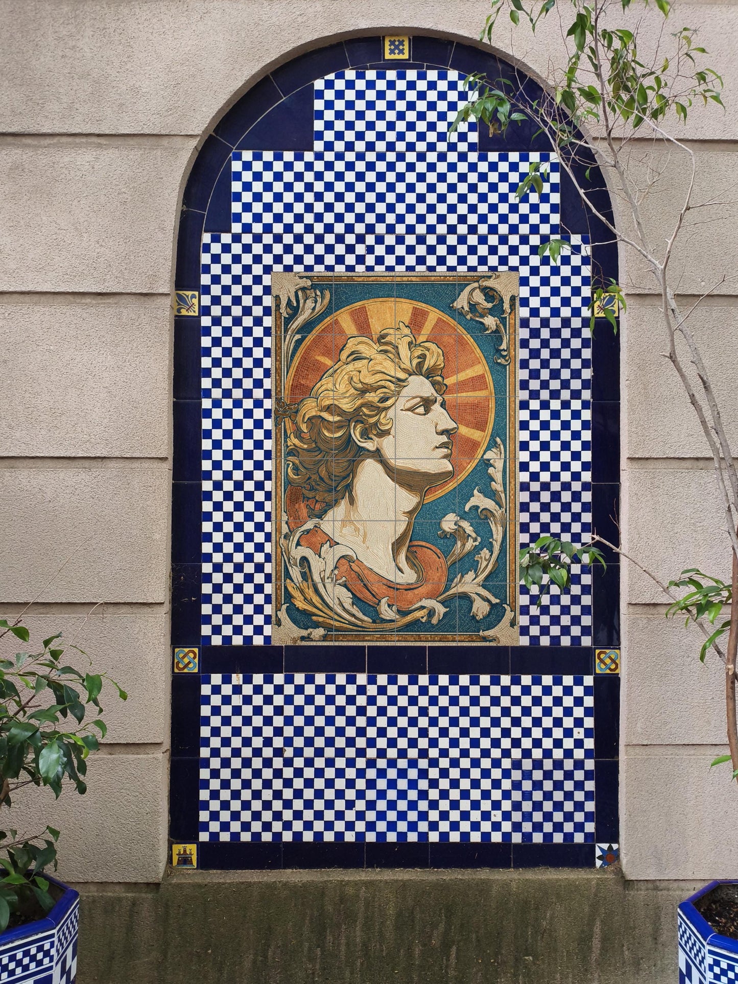 Helios — Mythological Scene · Ceramic Tile Mural