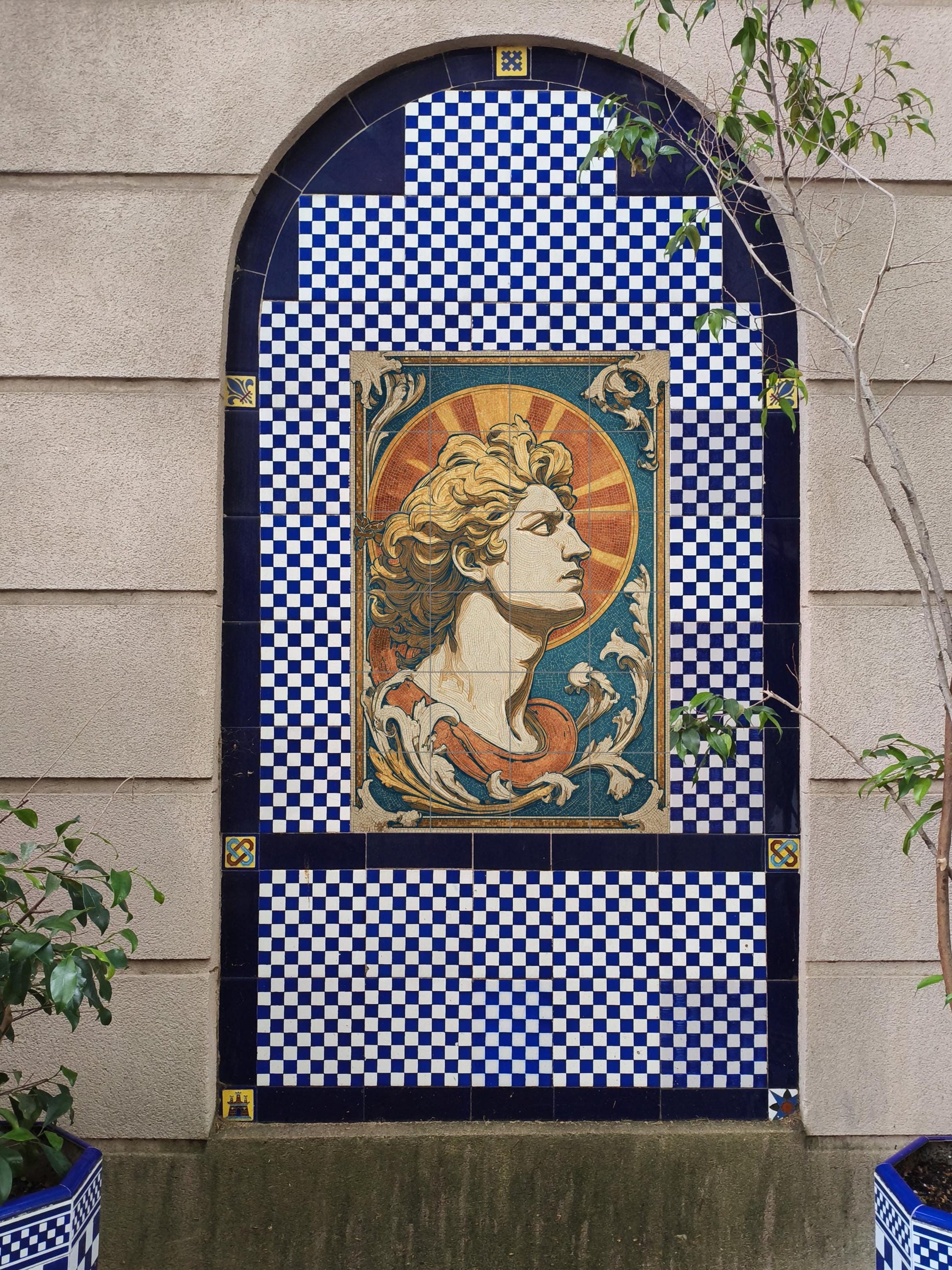 Helios — Mythological Scene · Ceramic Tile Mural