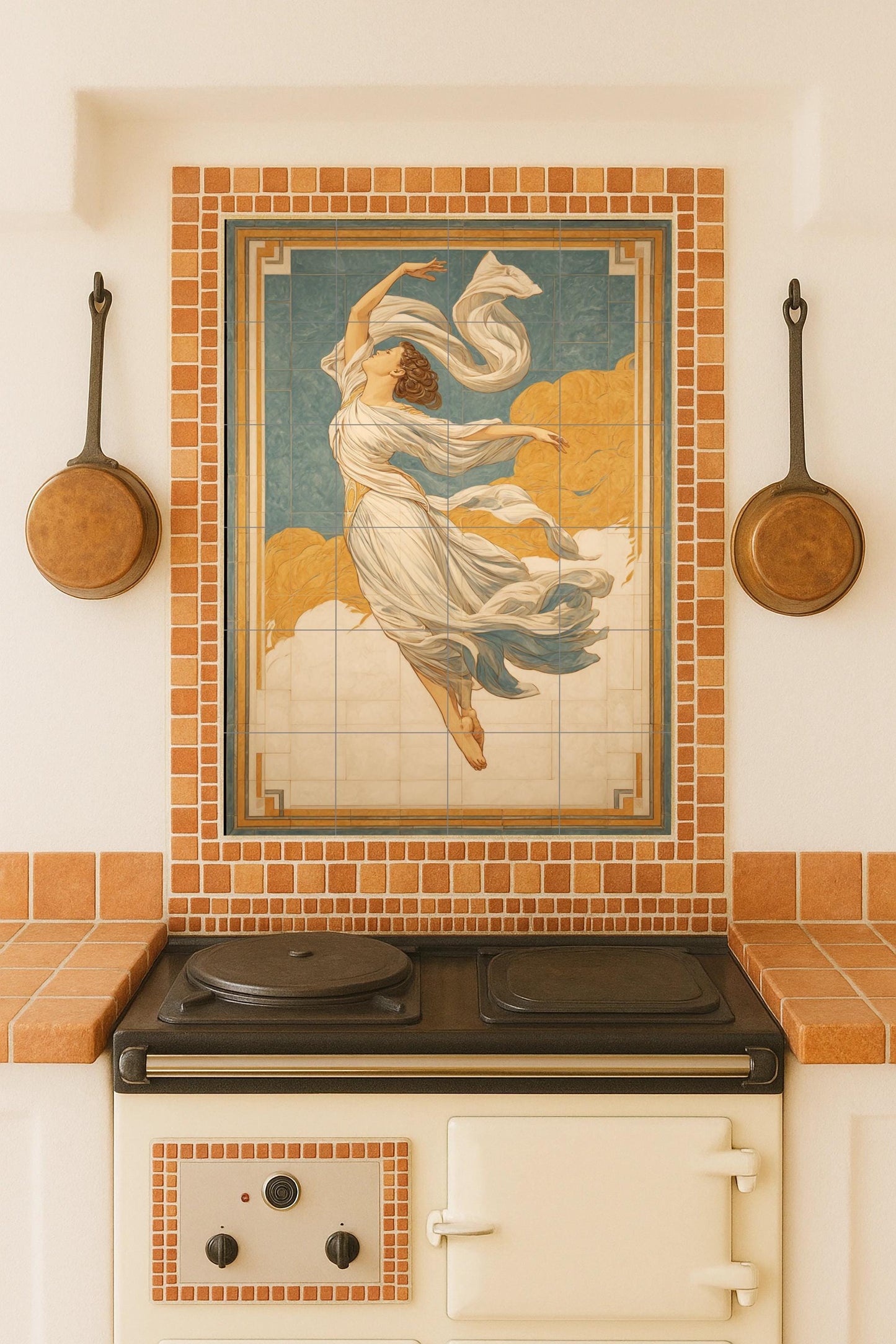 Grâce Céleste · Fresque Céramique — Art Mural Mythologique