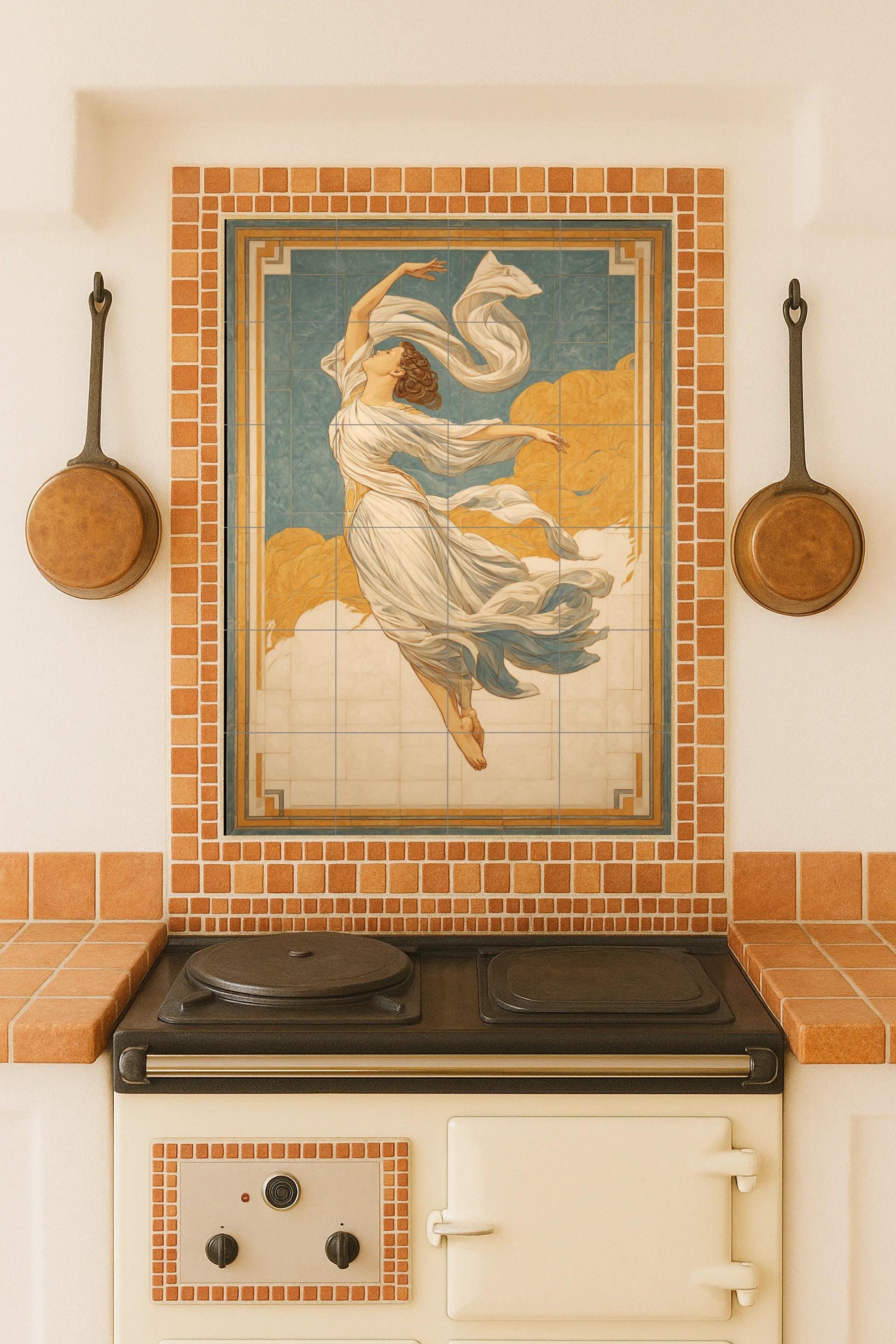 Grâce Céleste · Fresque Céramique — Art Mural Mythologique
