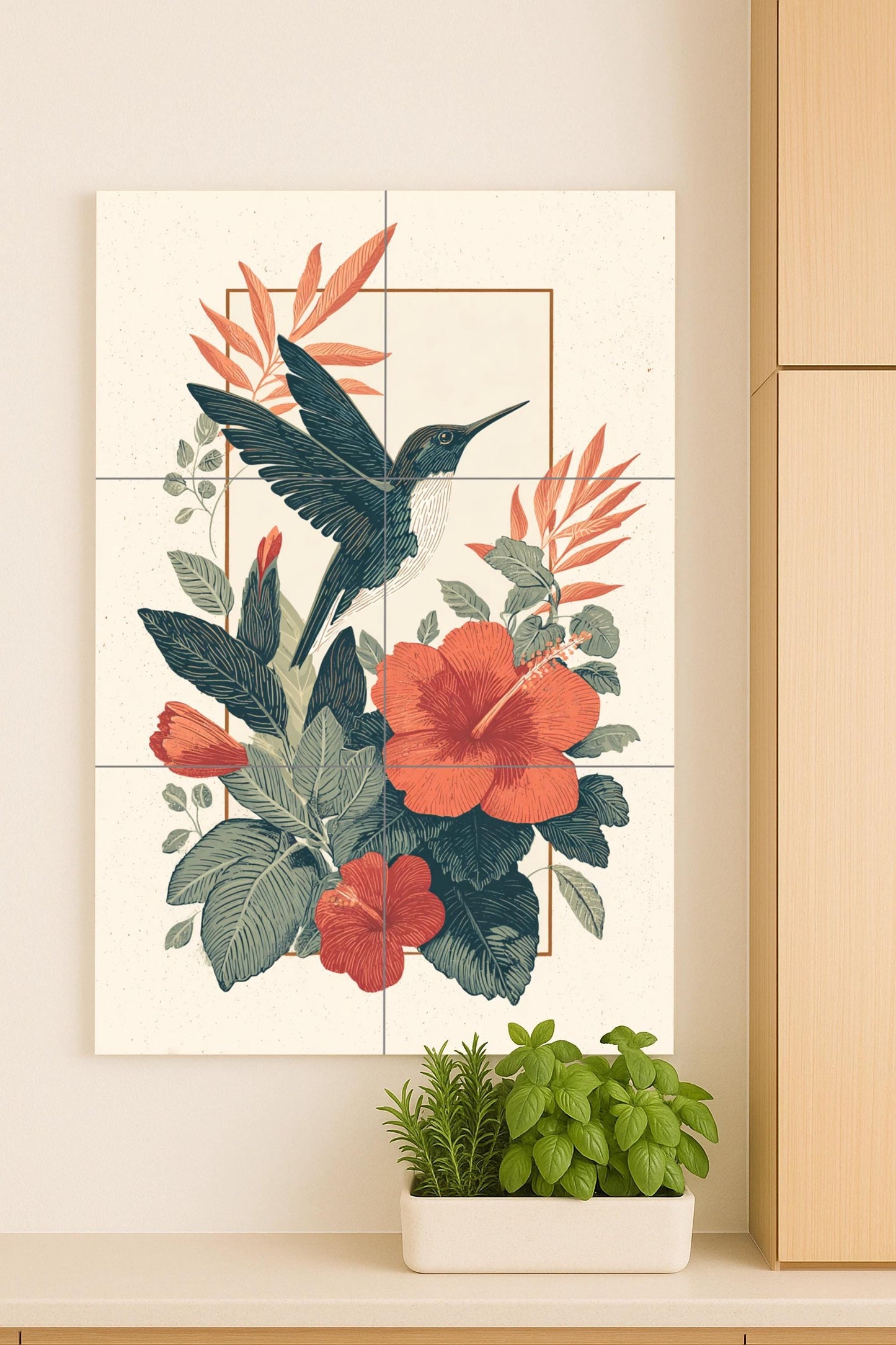 Ensoñación di Colibrí · Murale Ceramico — Paesaggio Botanico