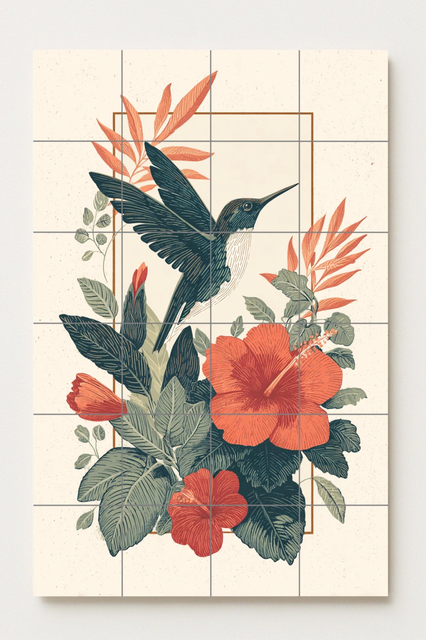 Ensoñación di Colibrí · Murale Ceramico — Paesaggio Botanico