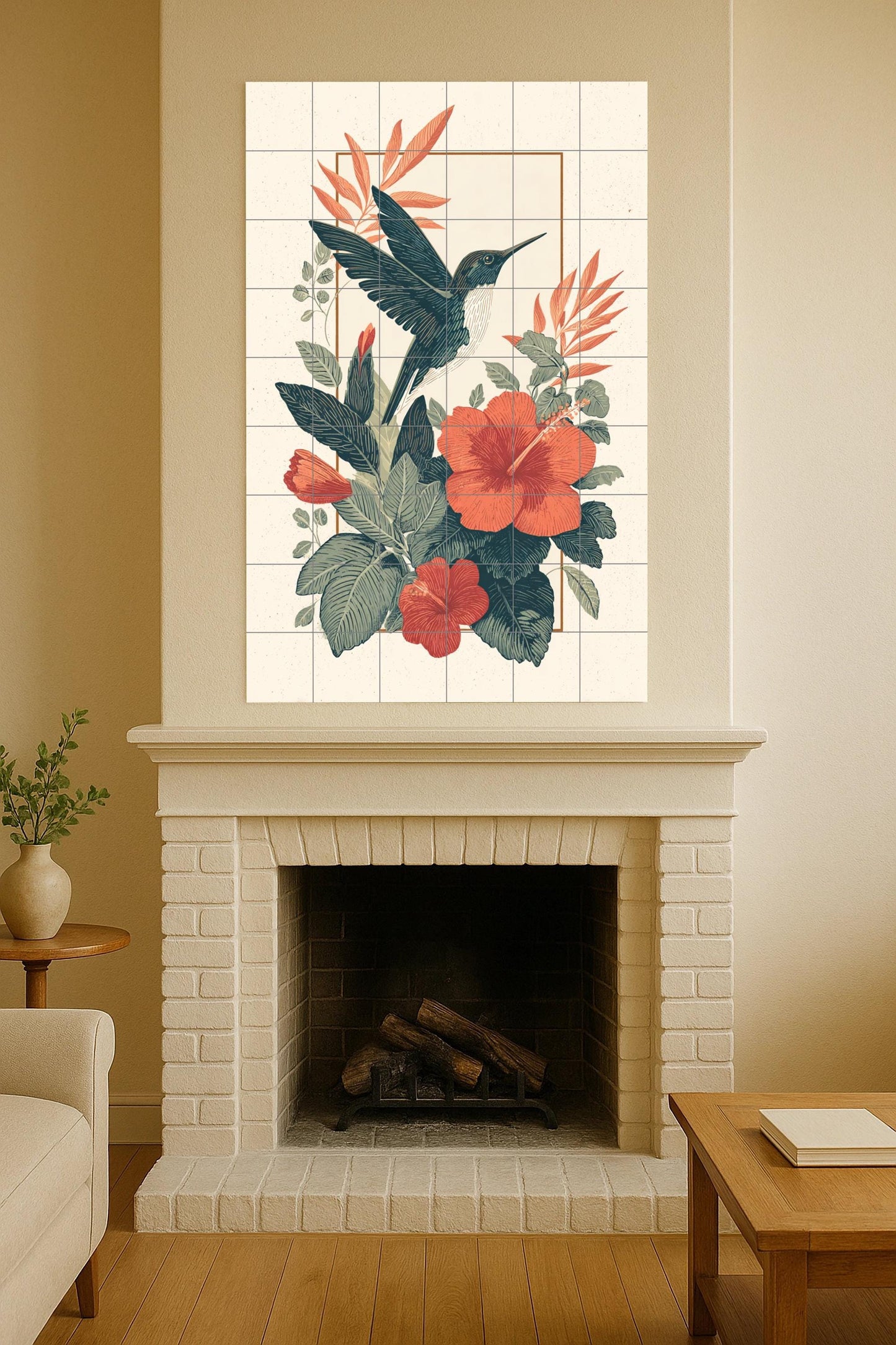 Ensoñación di Colibrí · Murale Ceramico — Paesaggio Botanico
