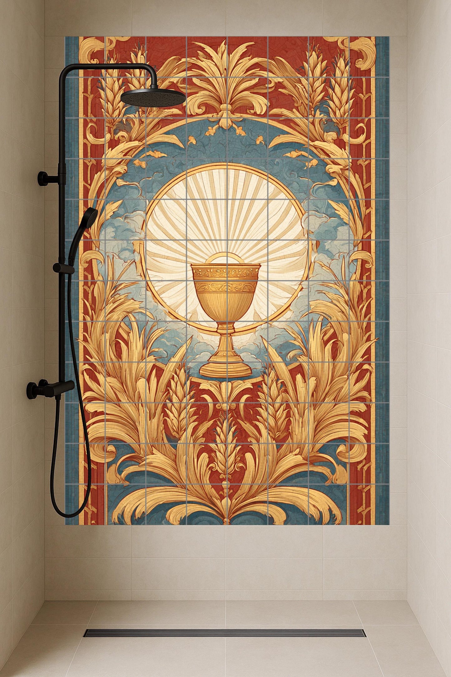 Iluminación du Cáliz Doré — Décor de Légende Antique, Art Mural en Céramique