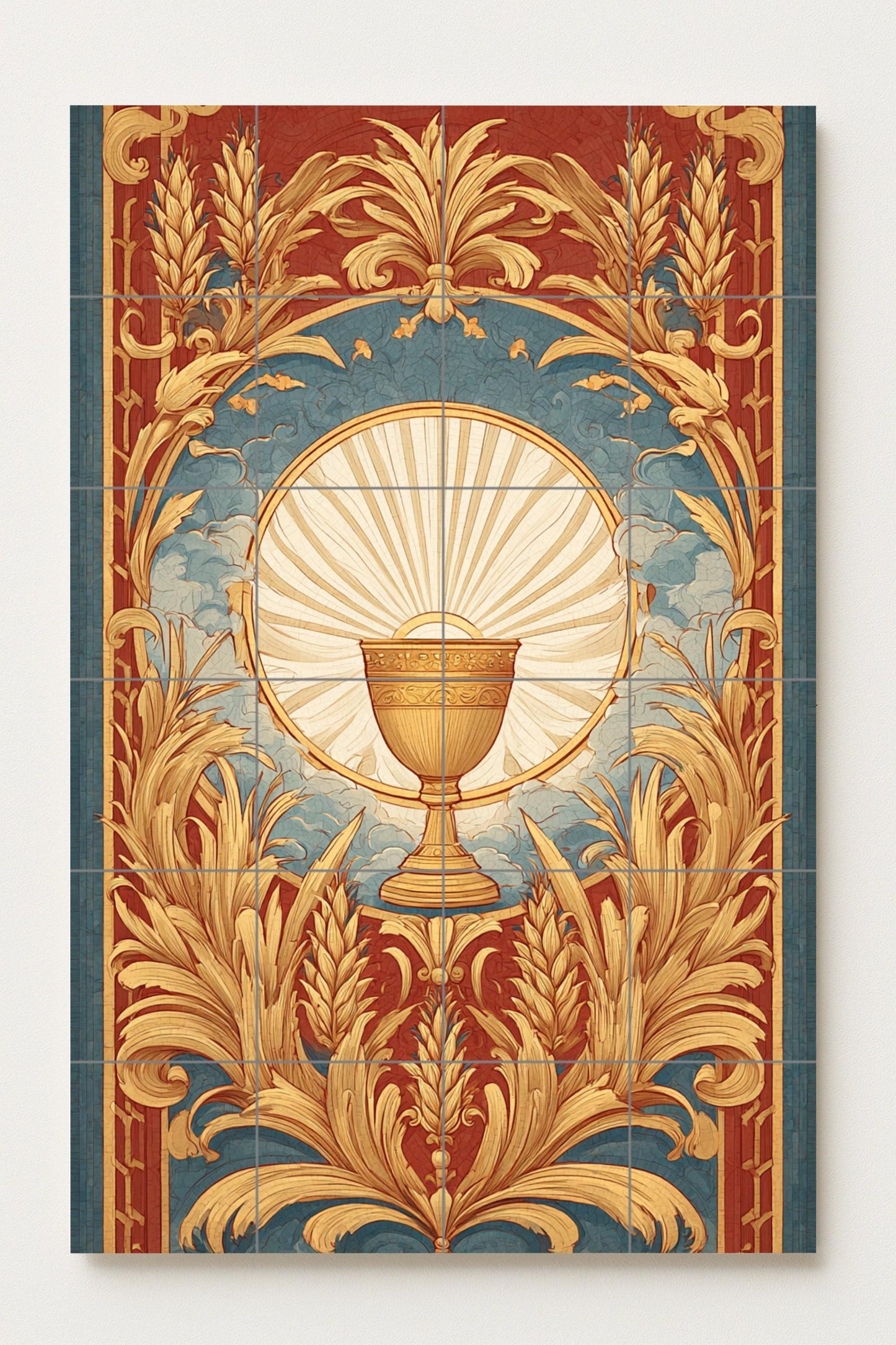 Iluminación du Cáliz Doré — Décor de Légende Antique, Art Mural en Céramique