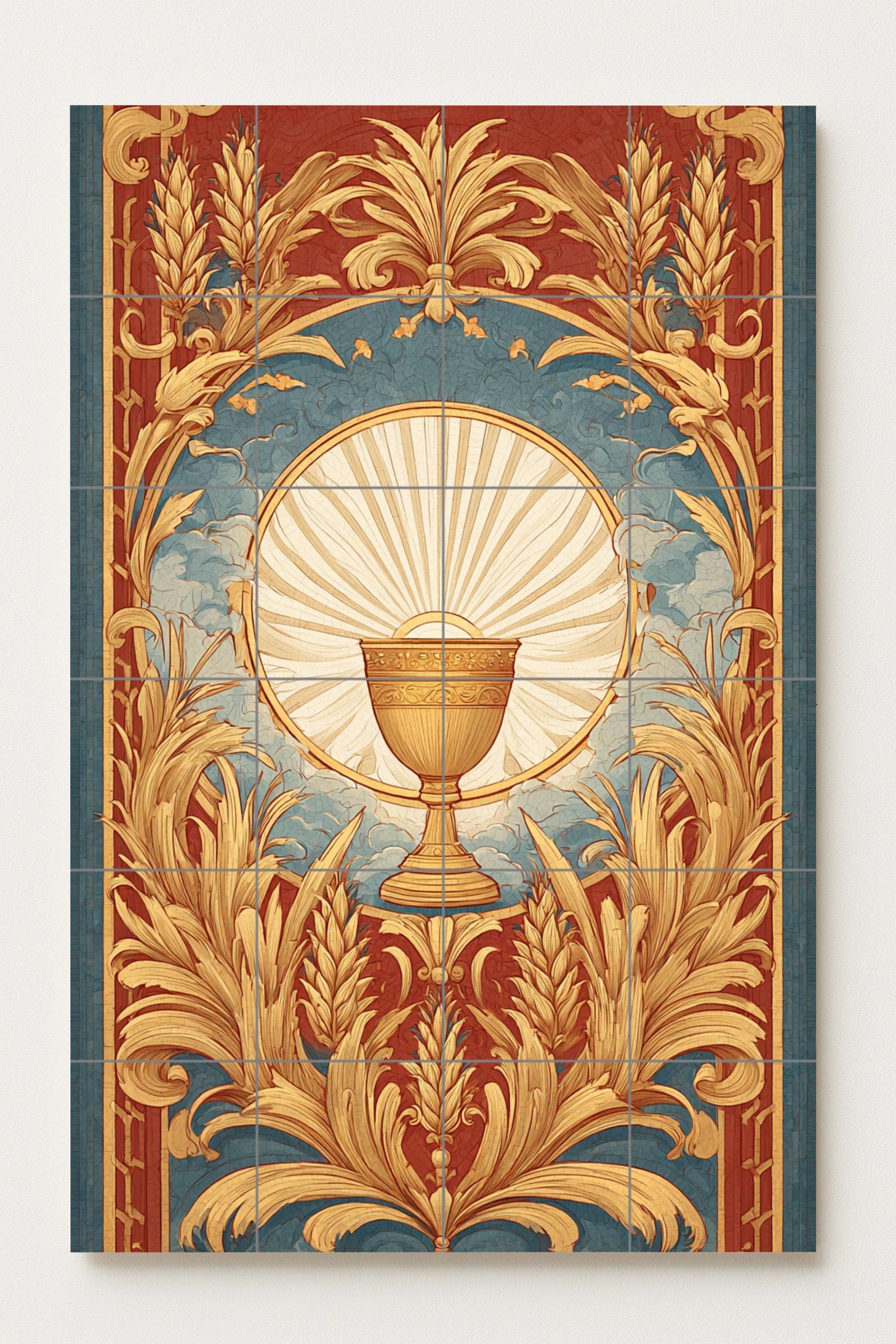 Iluminación du Cáliz Doré — Décor de Légende Antique, Art Mural en Céramique