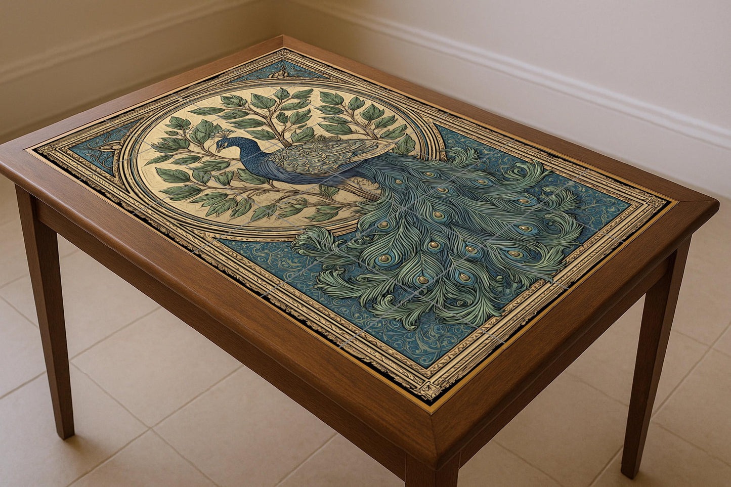 "Esplendor di Pavone · Murale Ceramico — Paesaggio Botanico