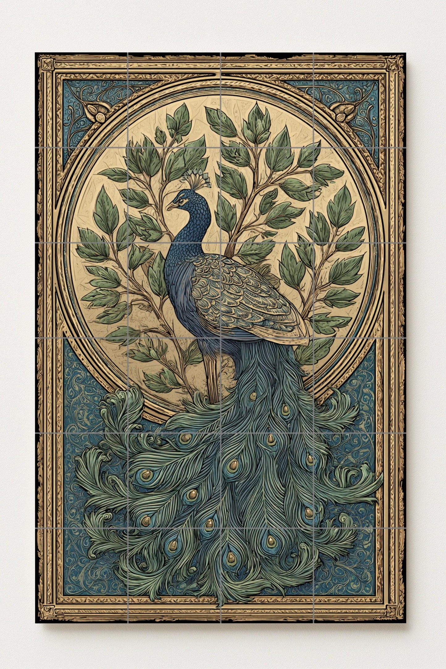 "Esplendor di Pavone · Murale Ceramico — Paesaggio Botanico