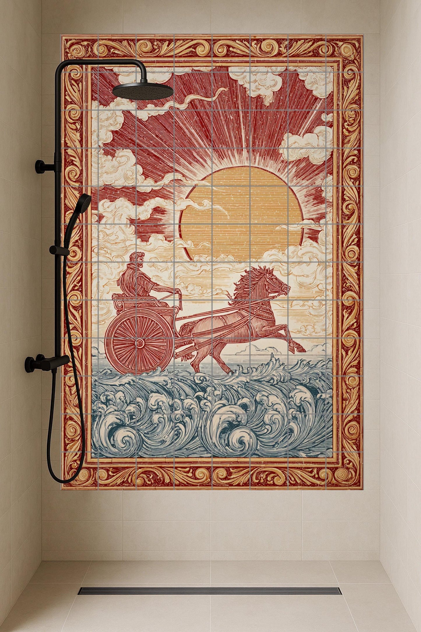 Carro du Soleil — Fresque Murale en Carreaux de Céramique · Art Mural Mythologique