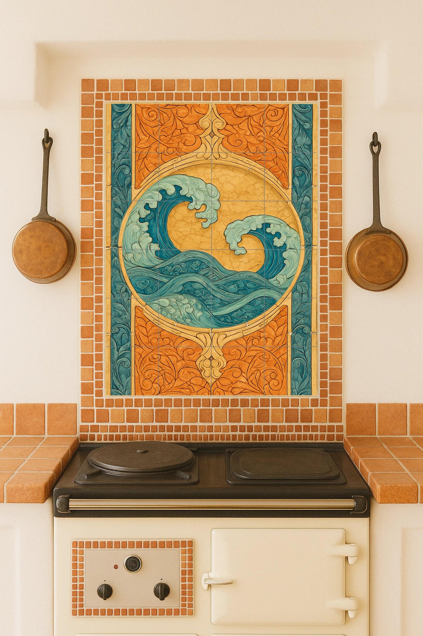 Ceramic Tile Mural: "Harmony Oceánica — Maritime Tile Art