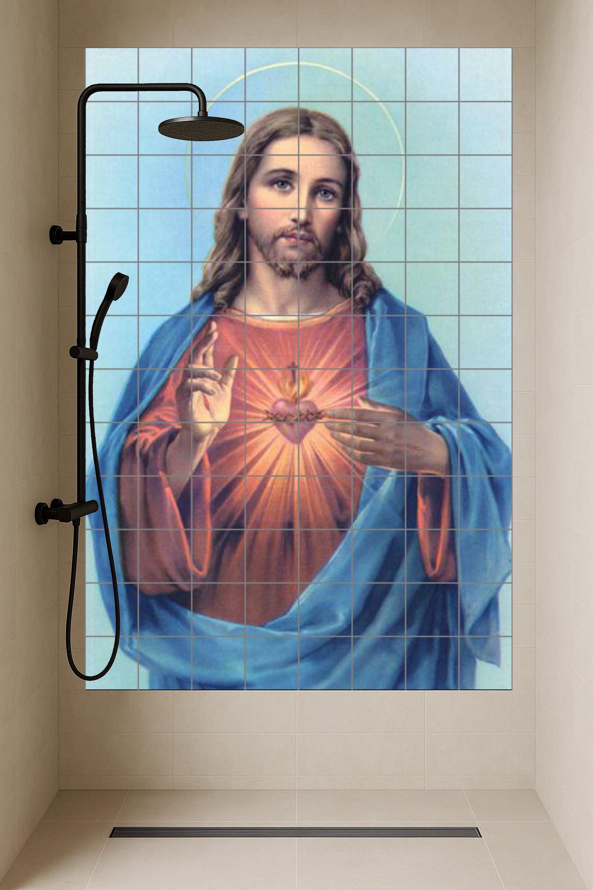 Sacré Cœur de Christ · Fresque Céramique — Art Mural Chrétien