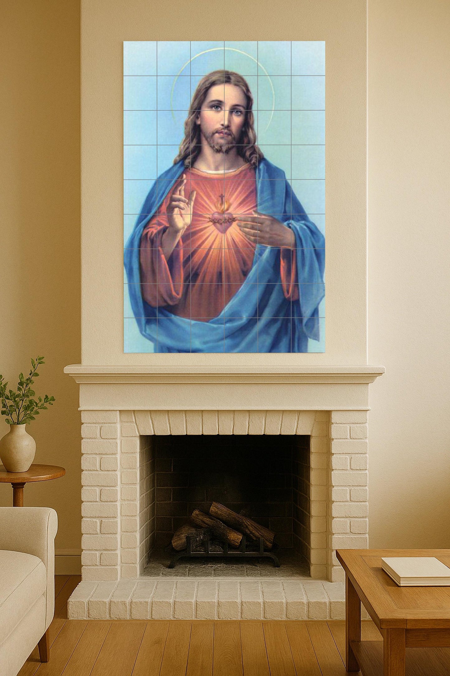 Sacré Cœur de Christ · Fresque Céramique — Art Mural Chrétien