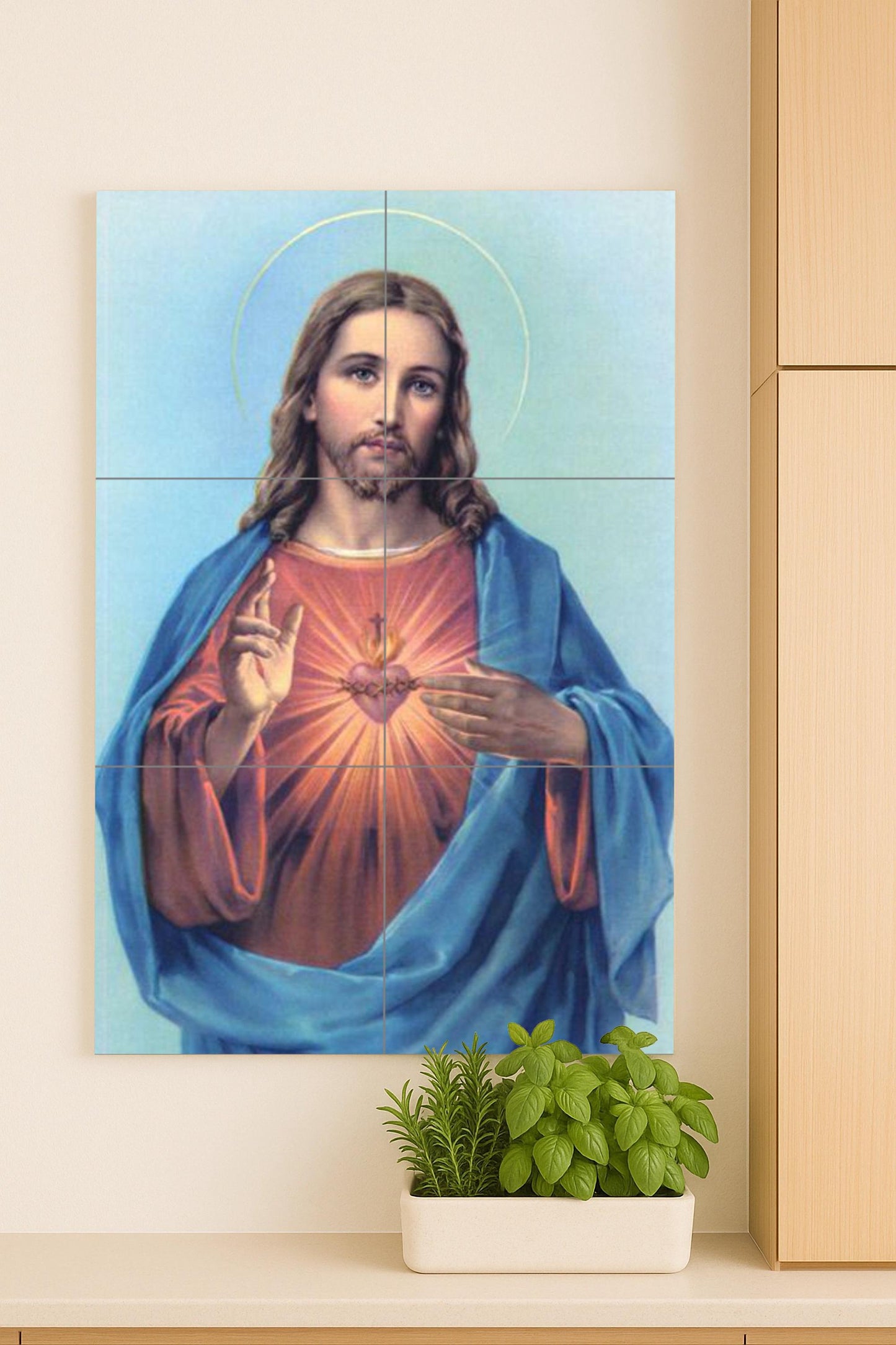 Sacré Cœur de Christ · Fresque Céramique — Art Mural Chrétien