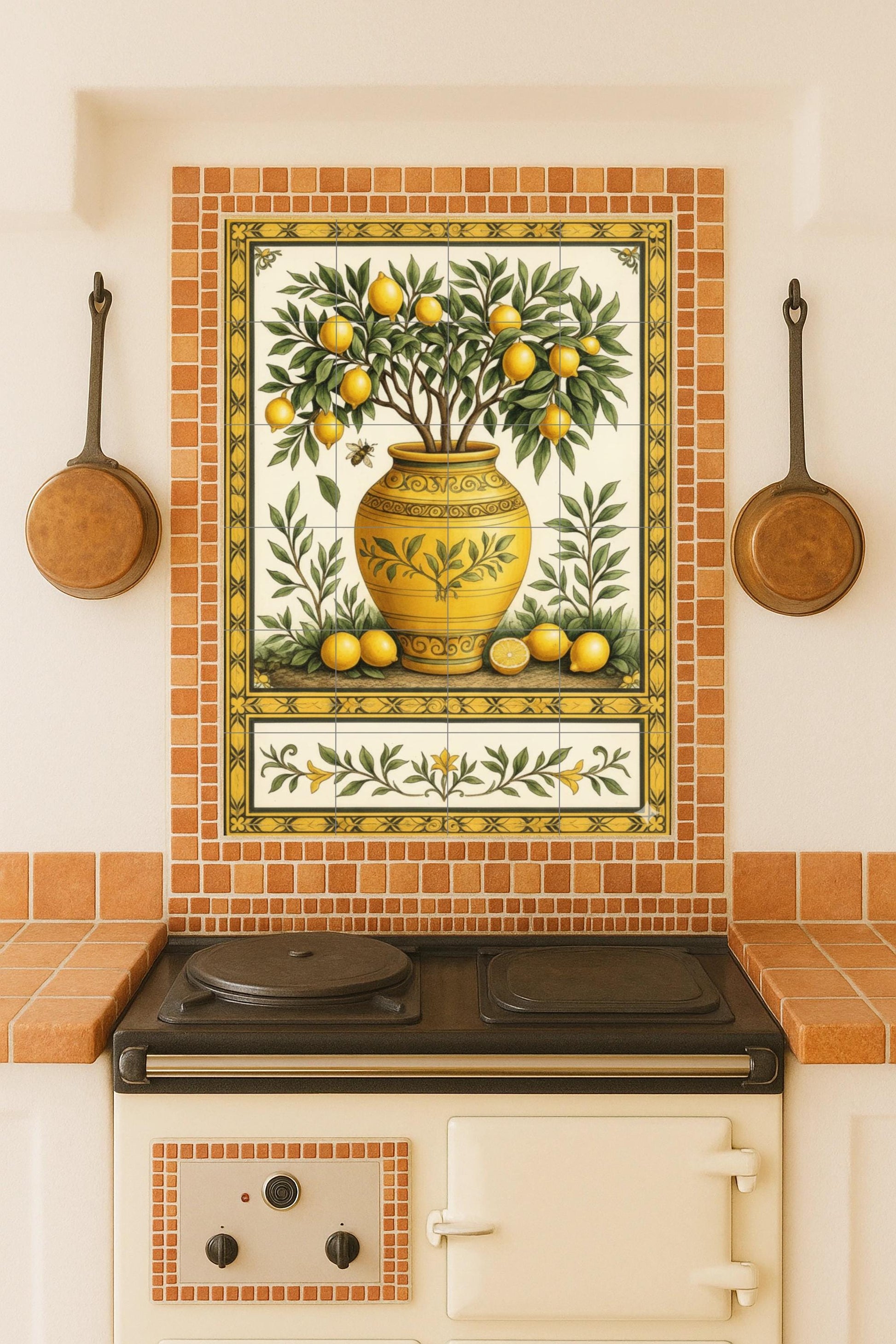 Limone in Vaso Ornamentale — Arte Naturale da Parete, Arte da Parete in Ceramica