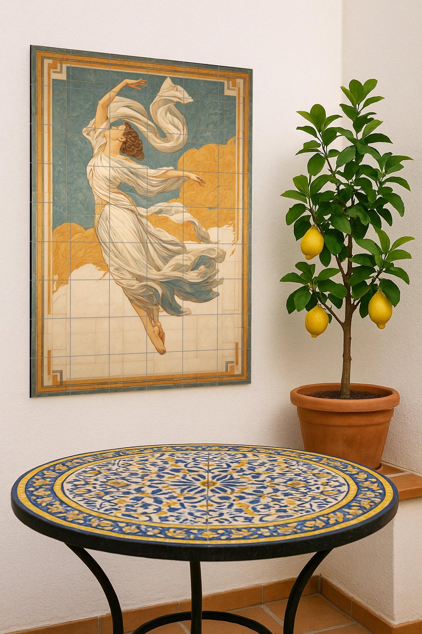 Grâce Céleste · Fresque Céramique — Art Mural Mythologique
