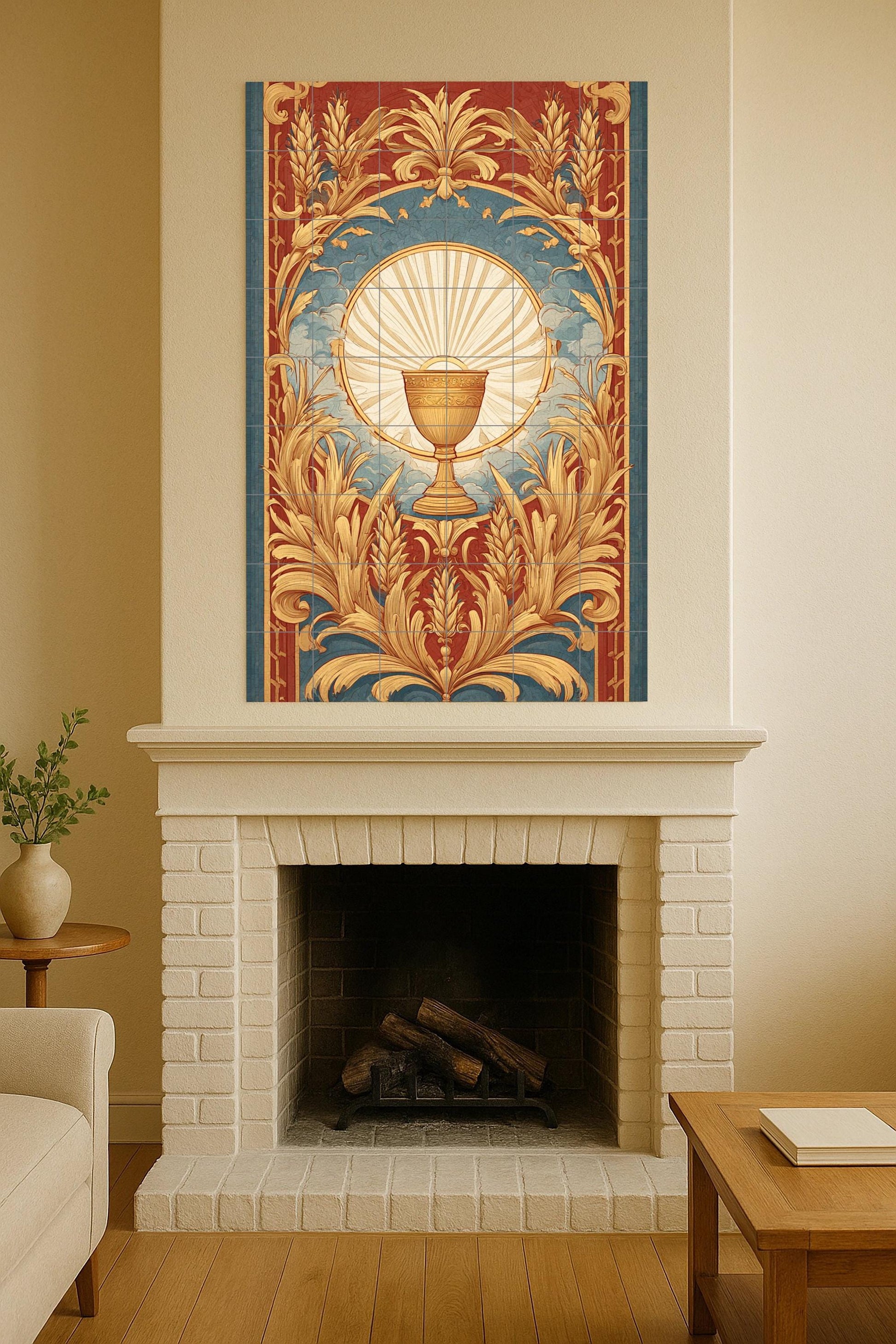 Iluminación du Cáliz Doré — Décor de Légende Antique, Art Mural en Céramique