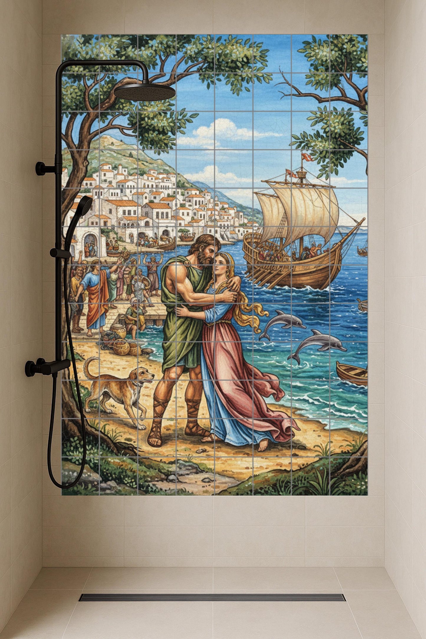 Regreso von Odysseus — Mythologische Wandkunst, Wandkunst aus Keramikfliesen