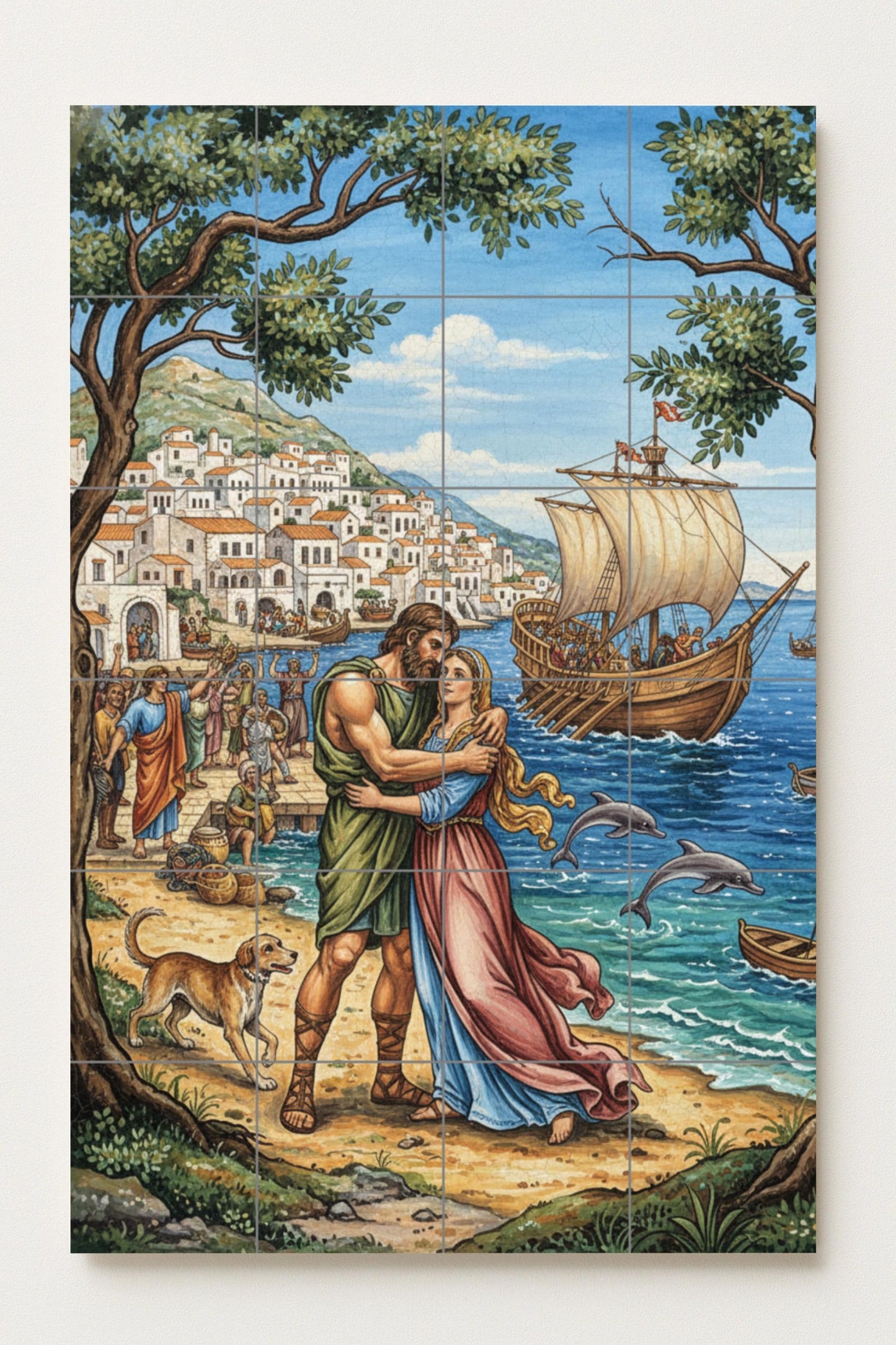 Regreso von Odysseus — Mythologische Wandkunst, Wandkunst aus Keramikfliesen