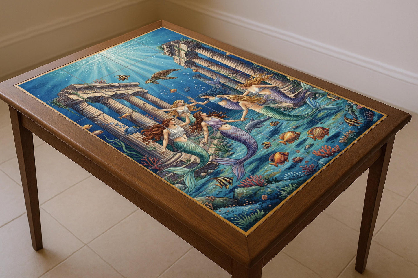Murale in Piastrelle Danza di le Sirene — Scena Mitologica