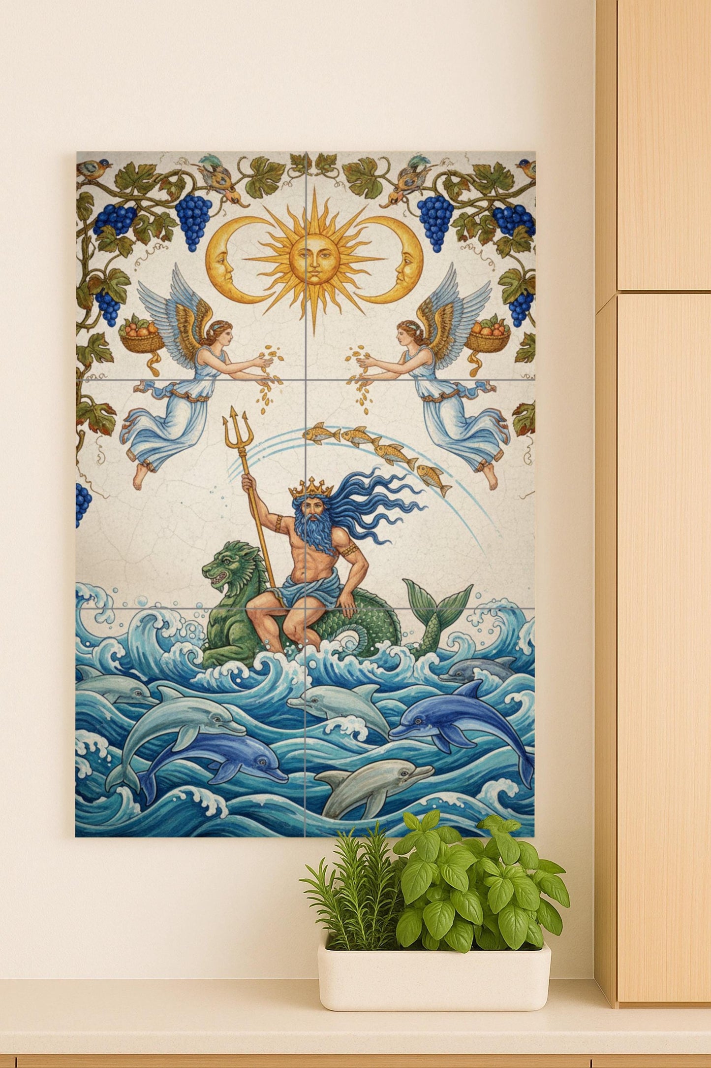 Señor de les Vagues — Fresque Murale en Carreaux de Céramique · Légendes et Épopées