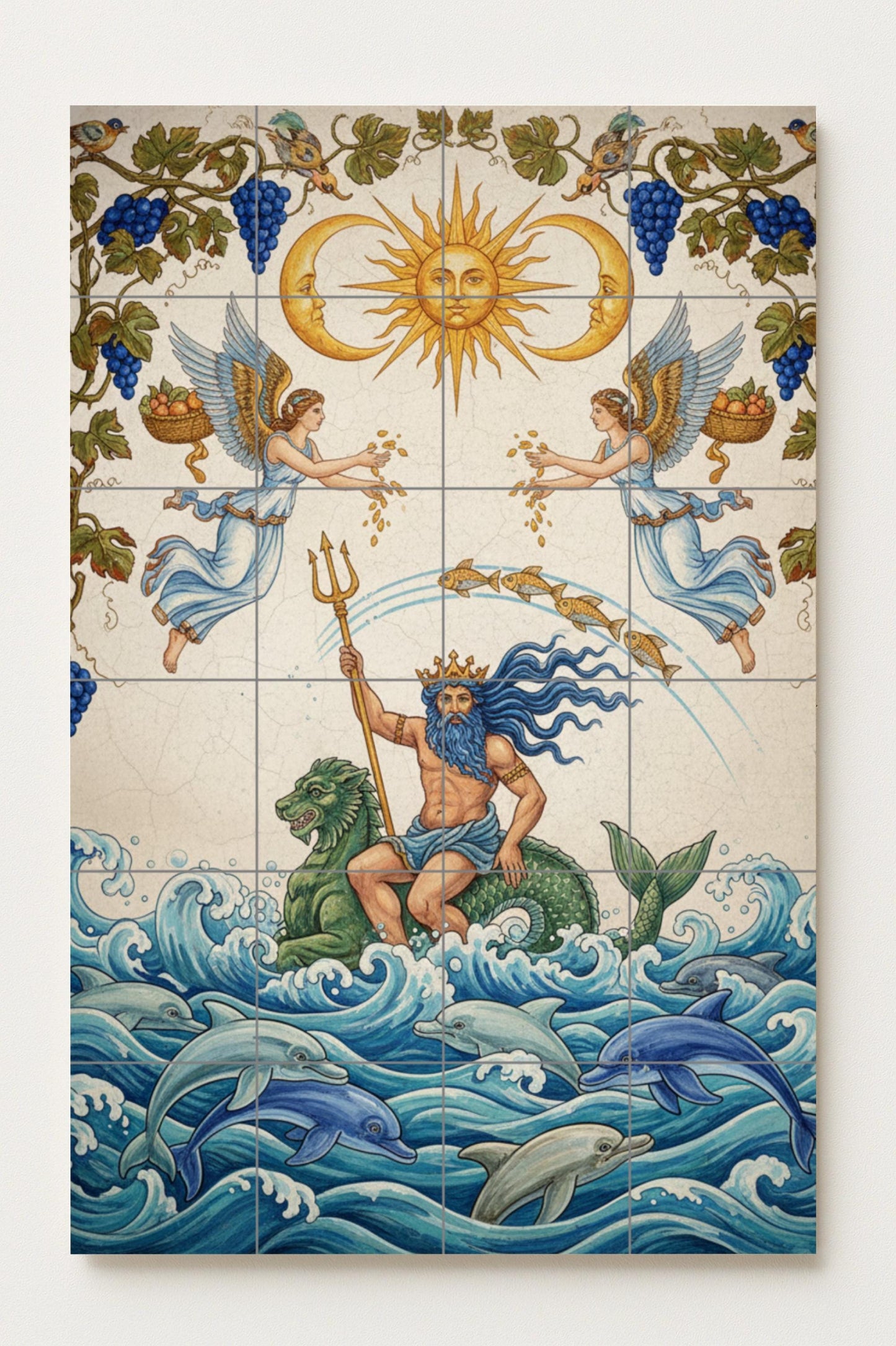Señor de les Vagues — Fresque Murale en Carreaux de Céramique · Légendes et Épopées