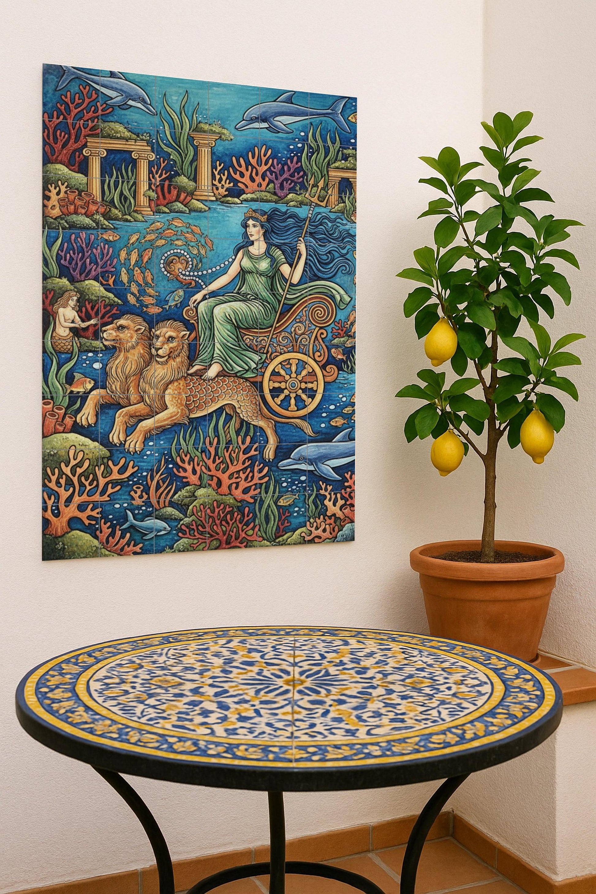 Mural de cerámica de Anfitrite, diosa del mar