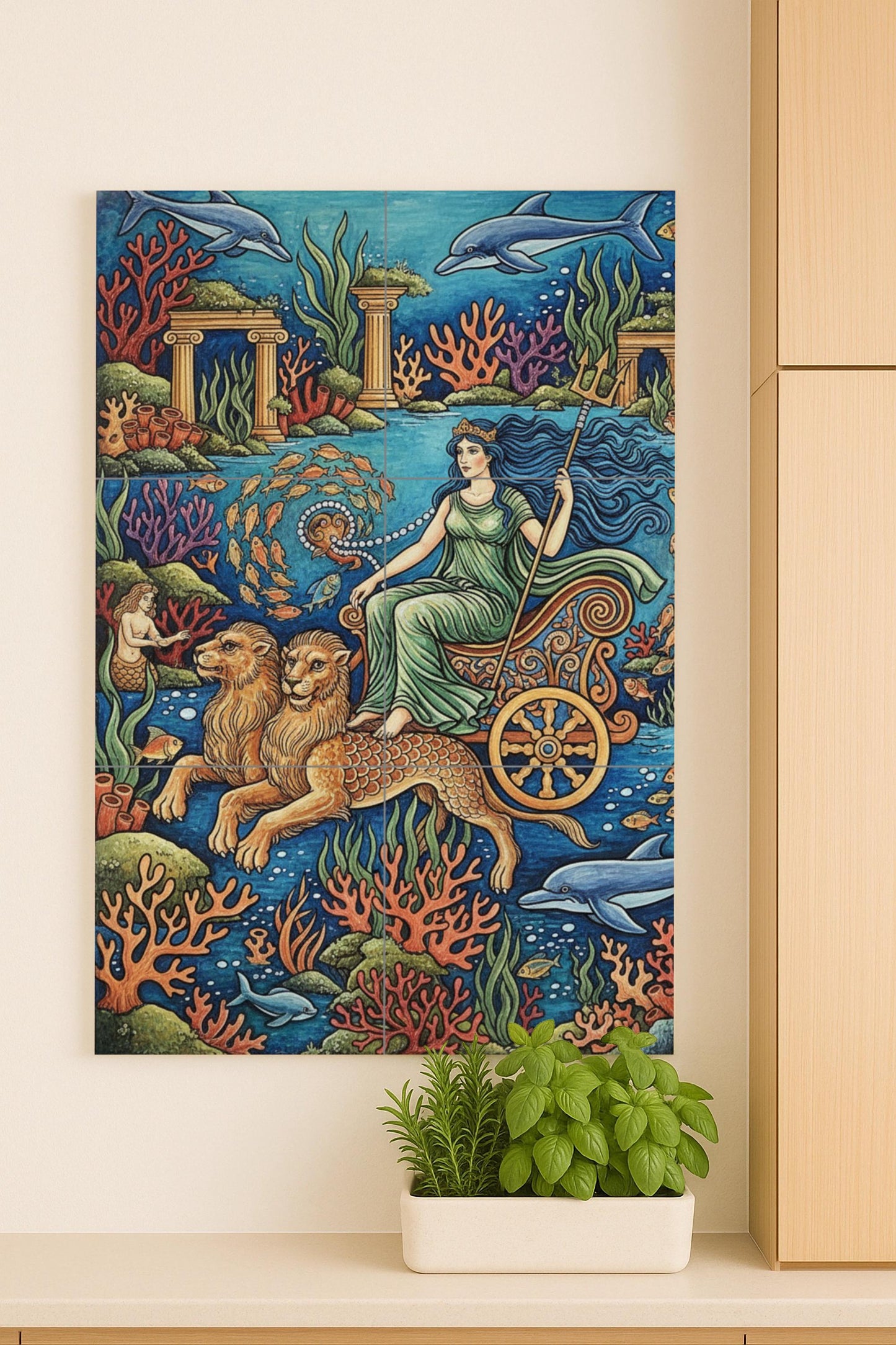 Mural de cerámica de Anfitrite, diosa del mar