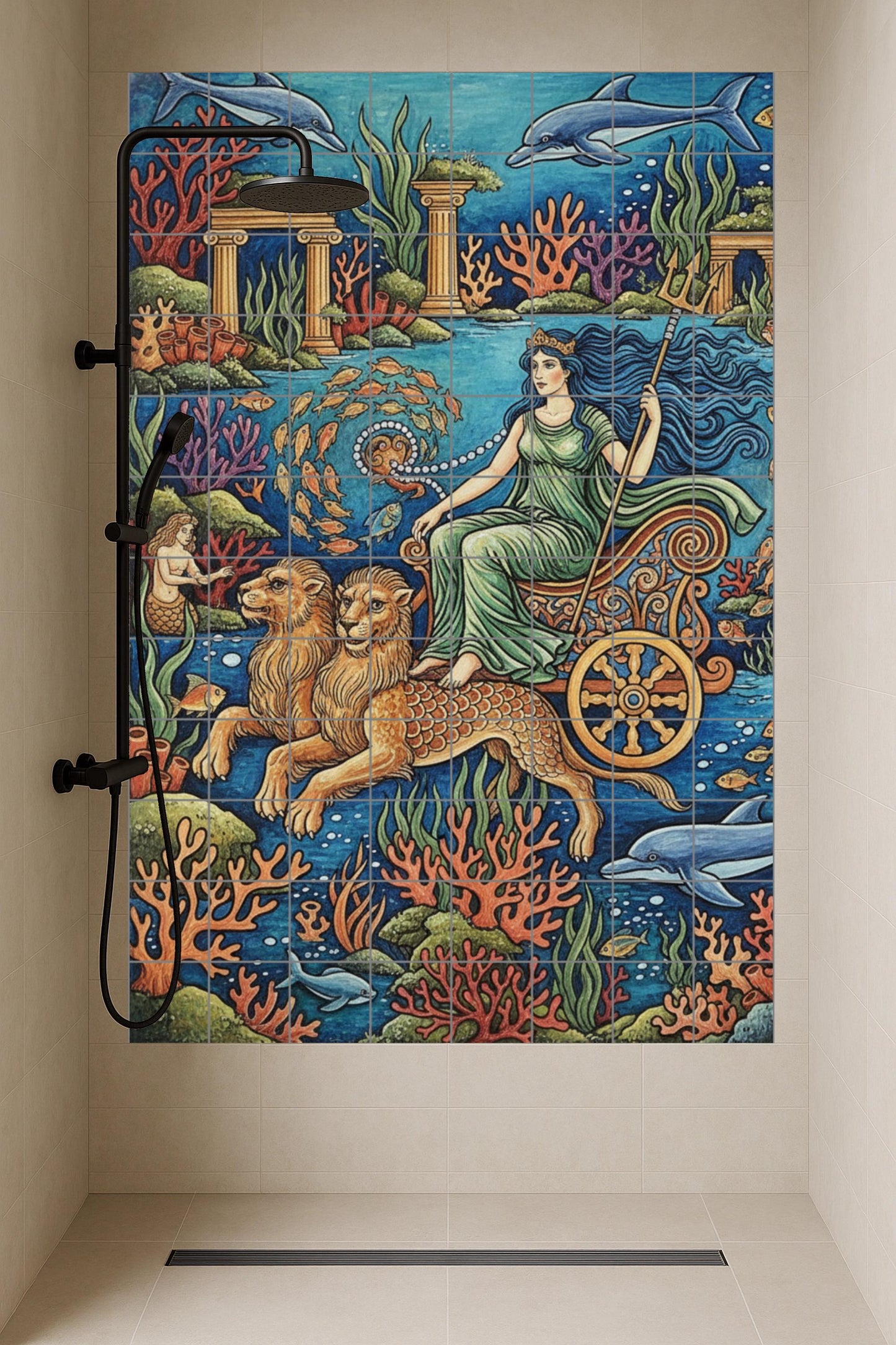 Mural de cerámica de Anfitrite, diosa del mar
