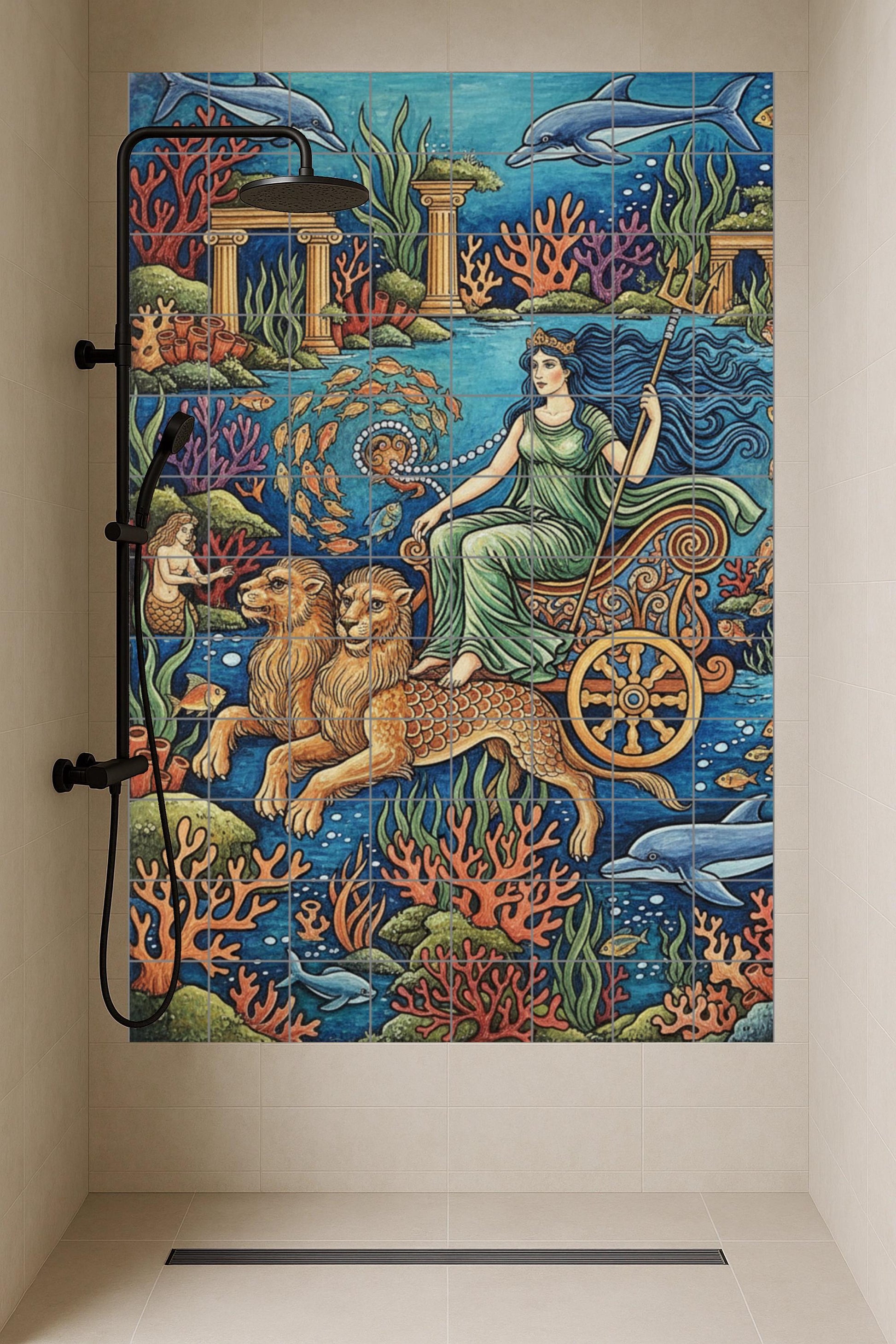 Mural de cerámica de Anfitrite, diosa del mar