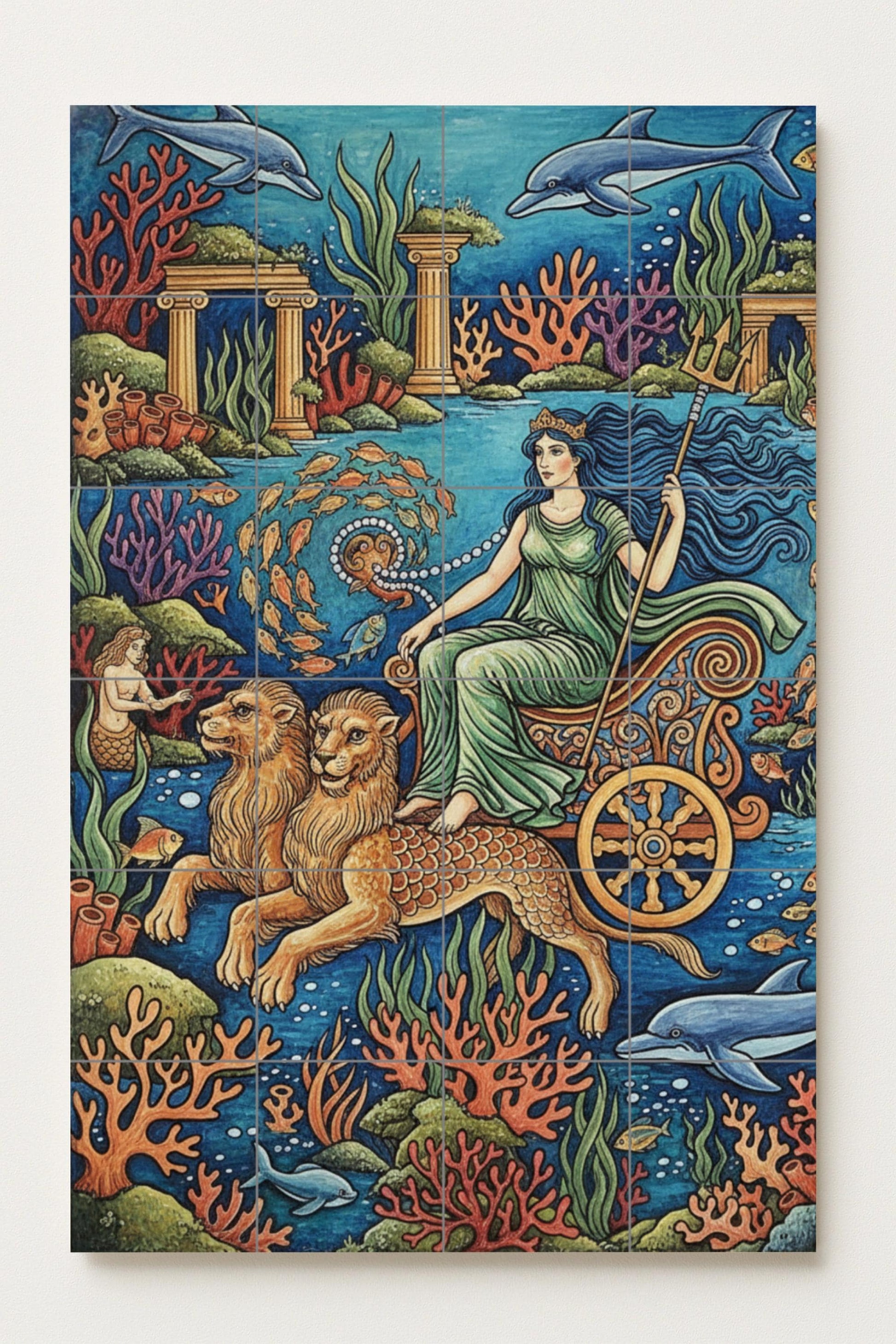Mural de cerámica de Anfitrite, diosa del mar
