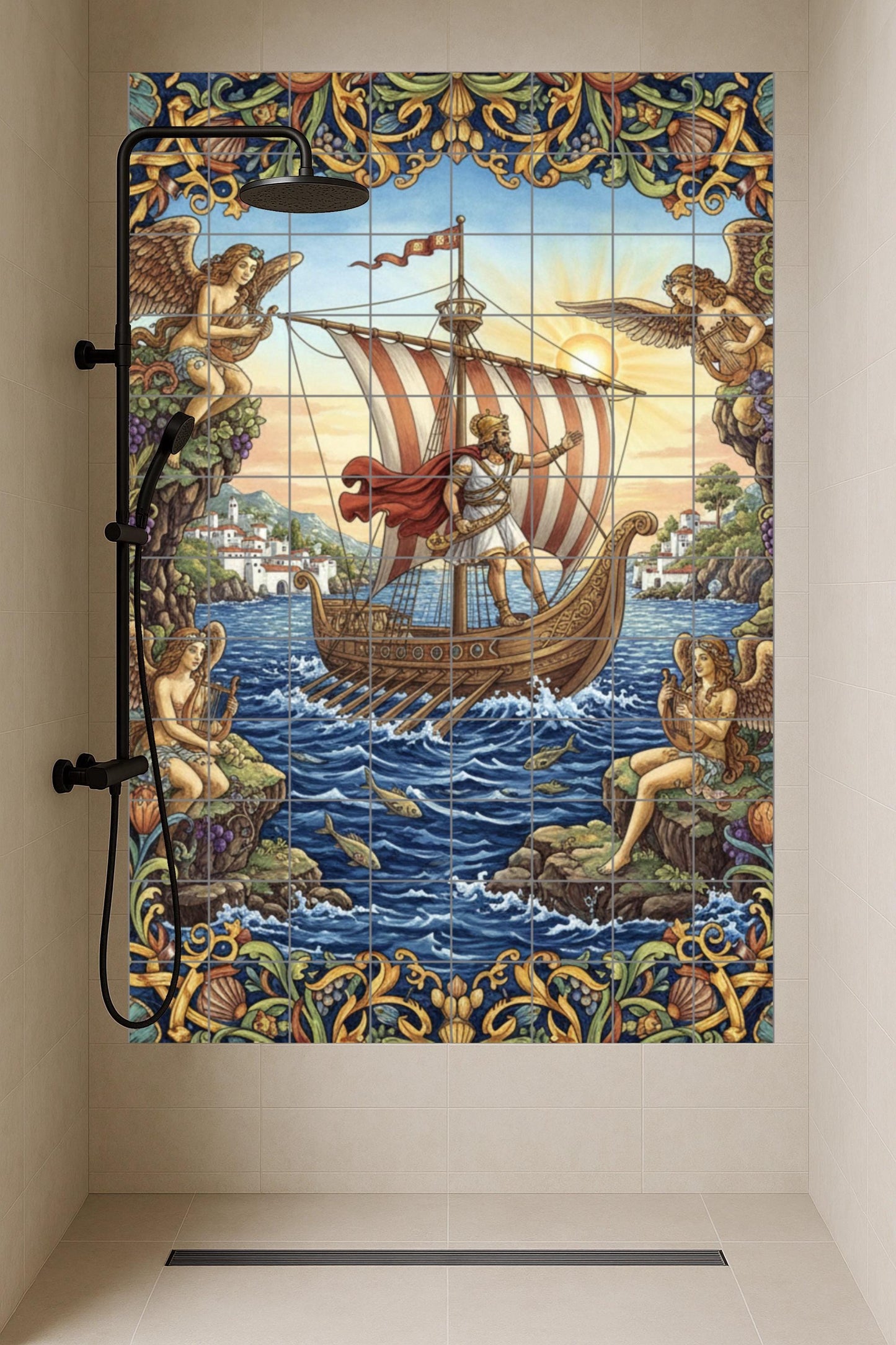 Ulisse e le Sirene — Murale in Piastrelle di Ceramica · Leggende ed Epica