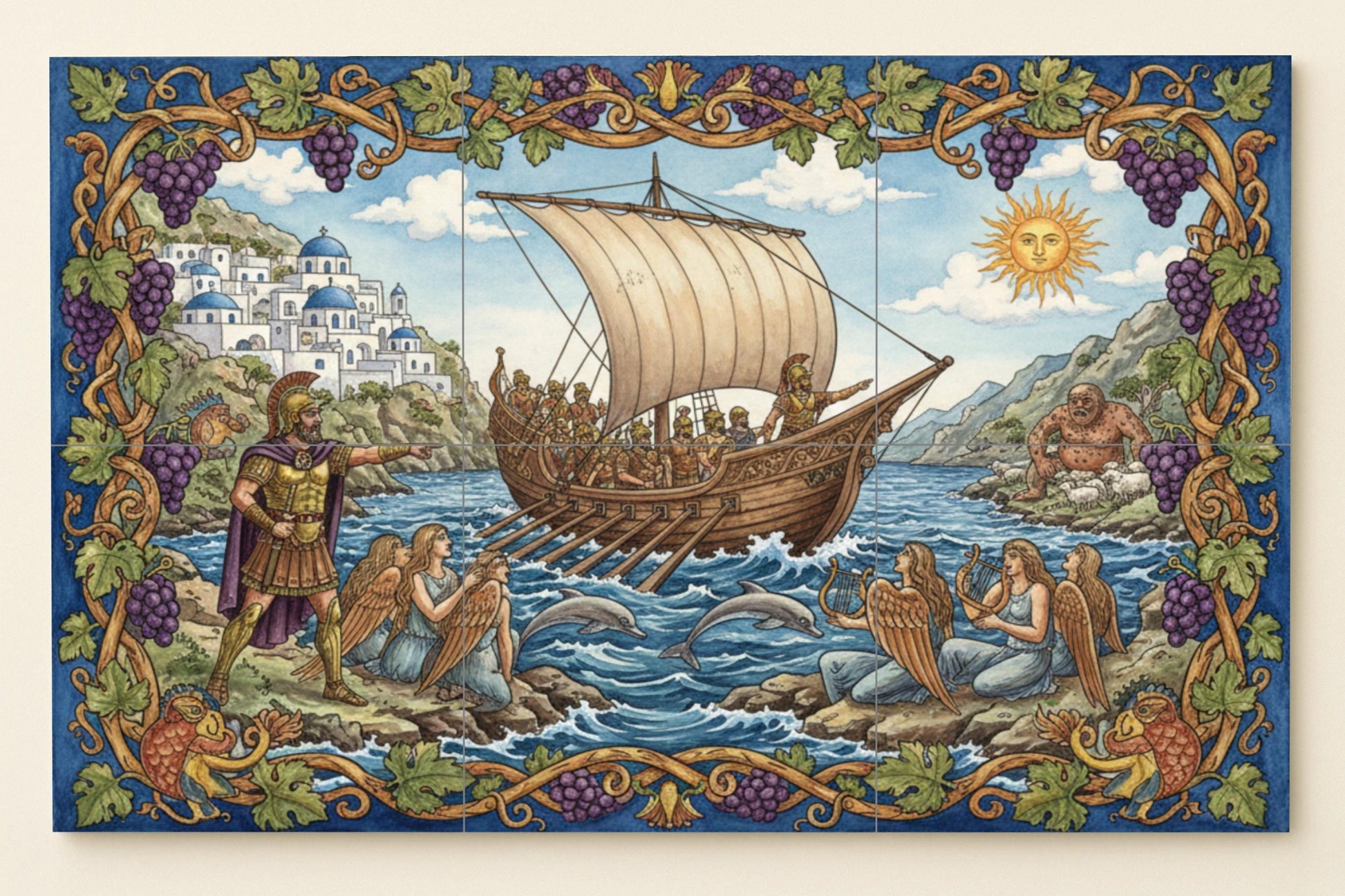 Ulisse e le Sirene — Arte Mitologica da Parete, Arte da Parete in Ceramica