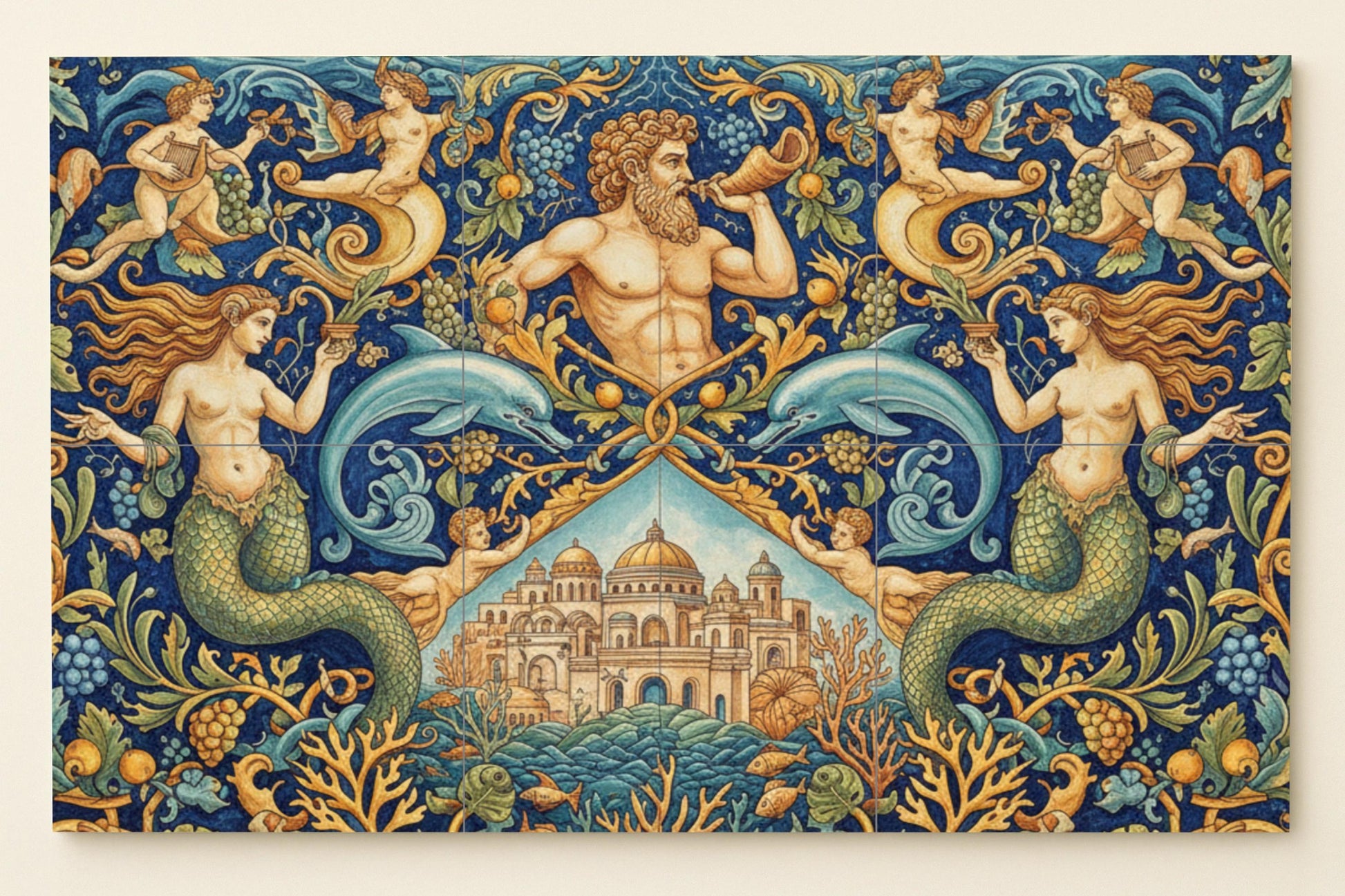 Rey del Mar — Sirenas, delfines, palacio de coral y adornos renacentist…