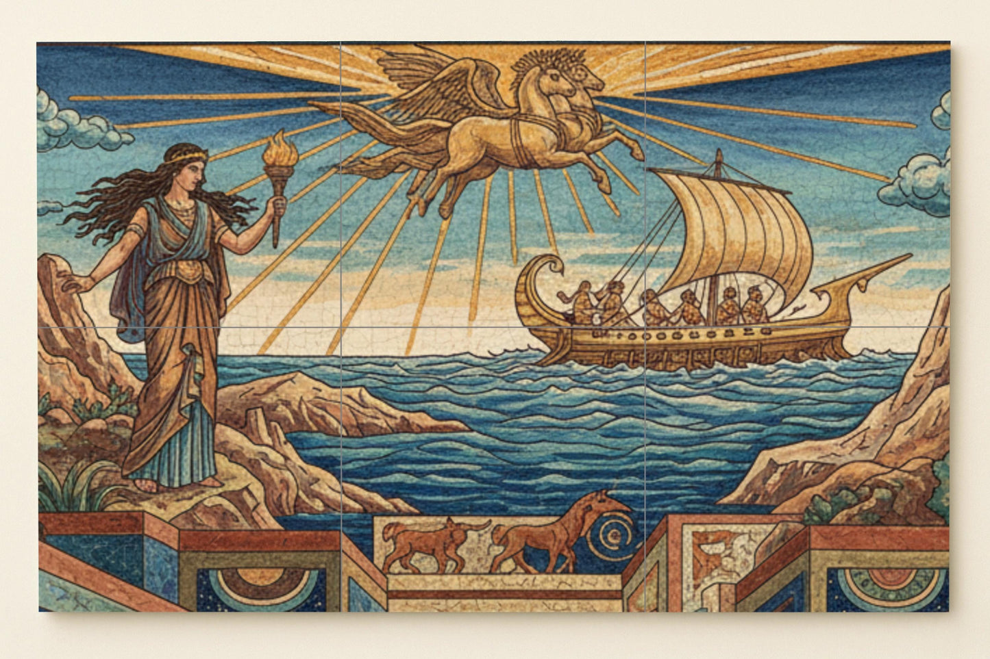 Viaje di Helios · Murale Ceramico — Arte Mitologica da Parete