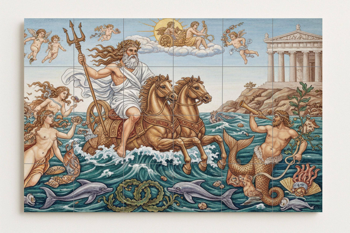 Fresque en Carrelage Triunfo de Poséidon — Scène Mythologique