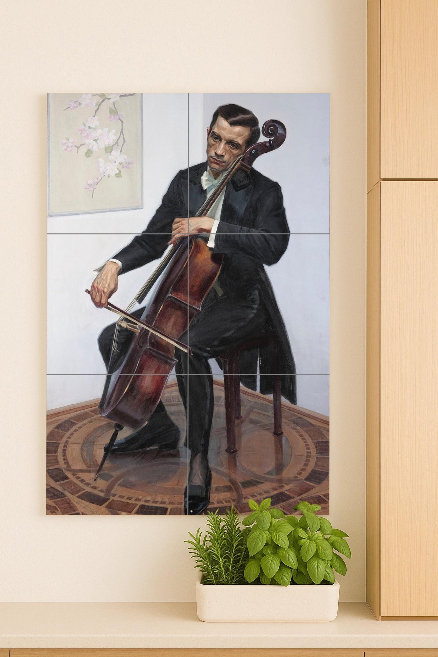 Cellist — Decorative Pattern Mural · Tile Wall Art