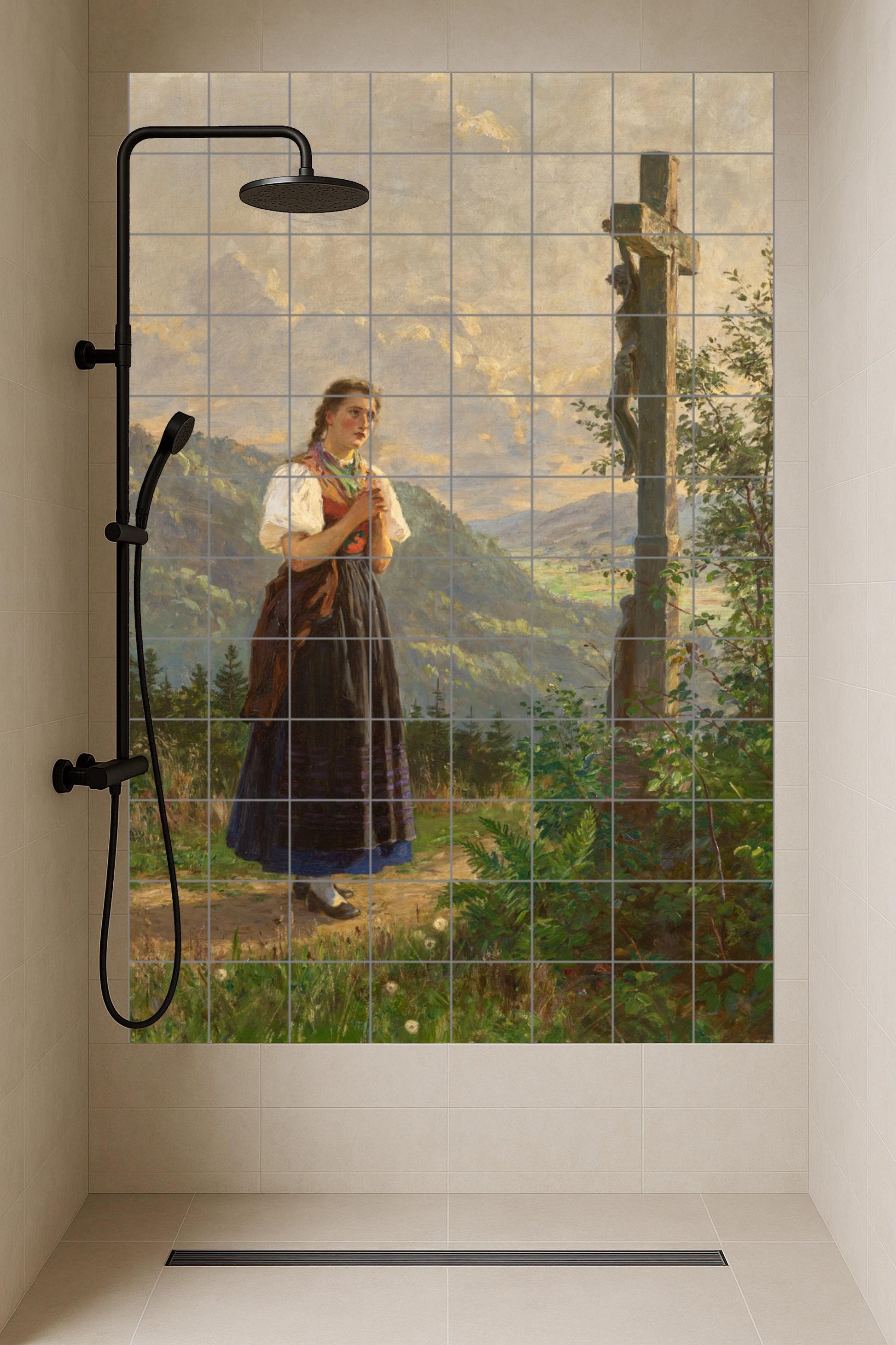 Fede in il Valle — Murale in Piastrelle di Ceramica · Scena Biblica