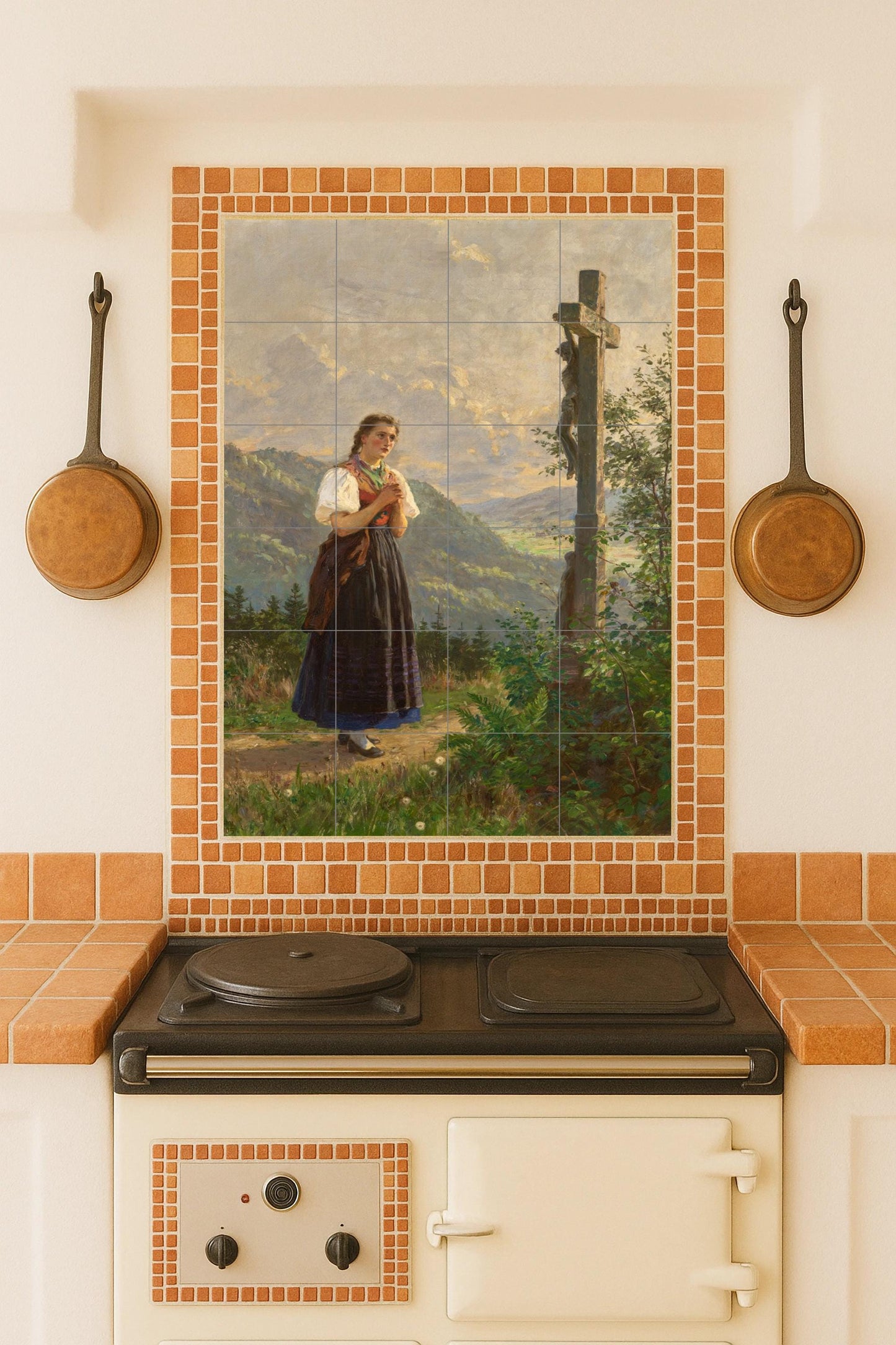 Fede in il Valle — Murale in Piastrelle di Ceramica · Scena Biblica