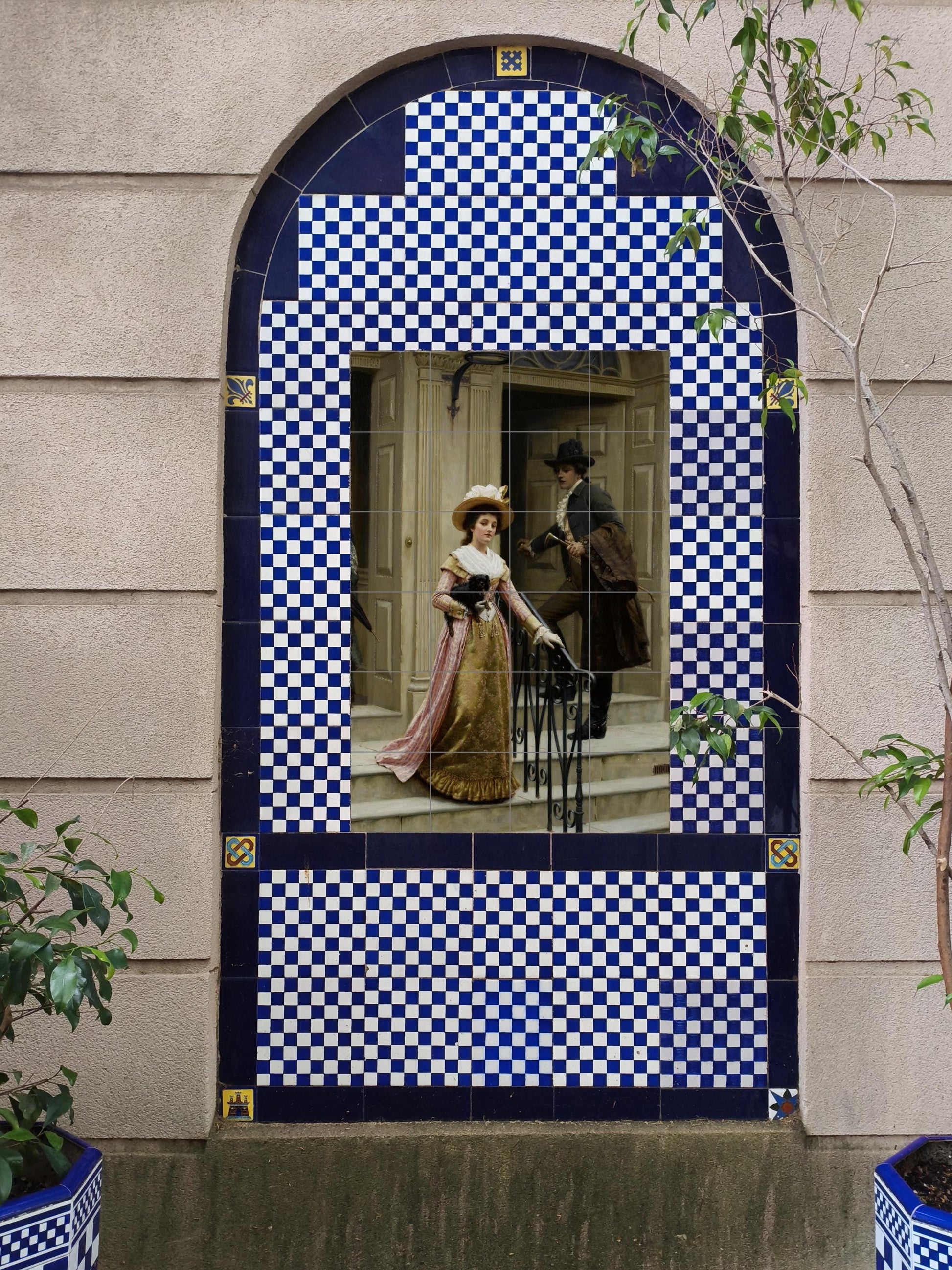 Ceramic Tile Mural: Scene Victorian Romantic — Folk-Art Décor
