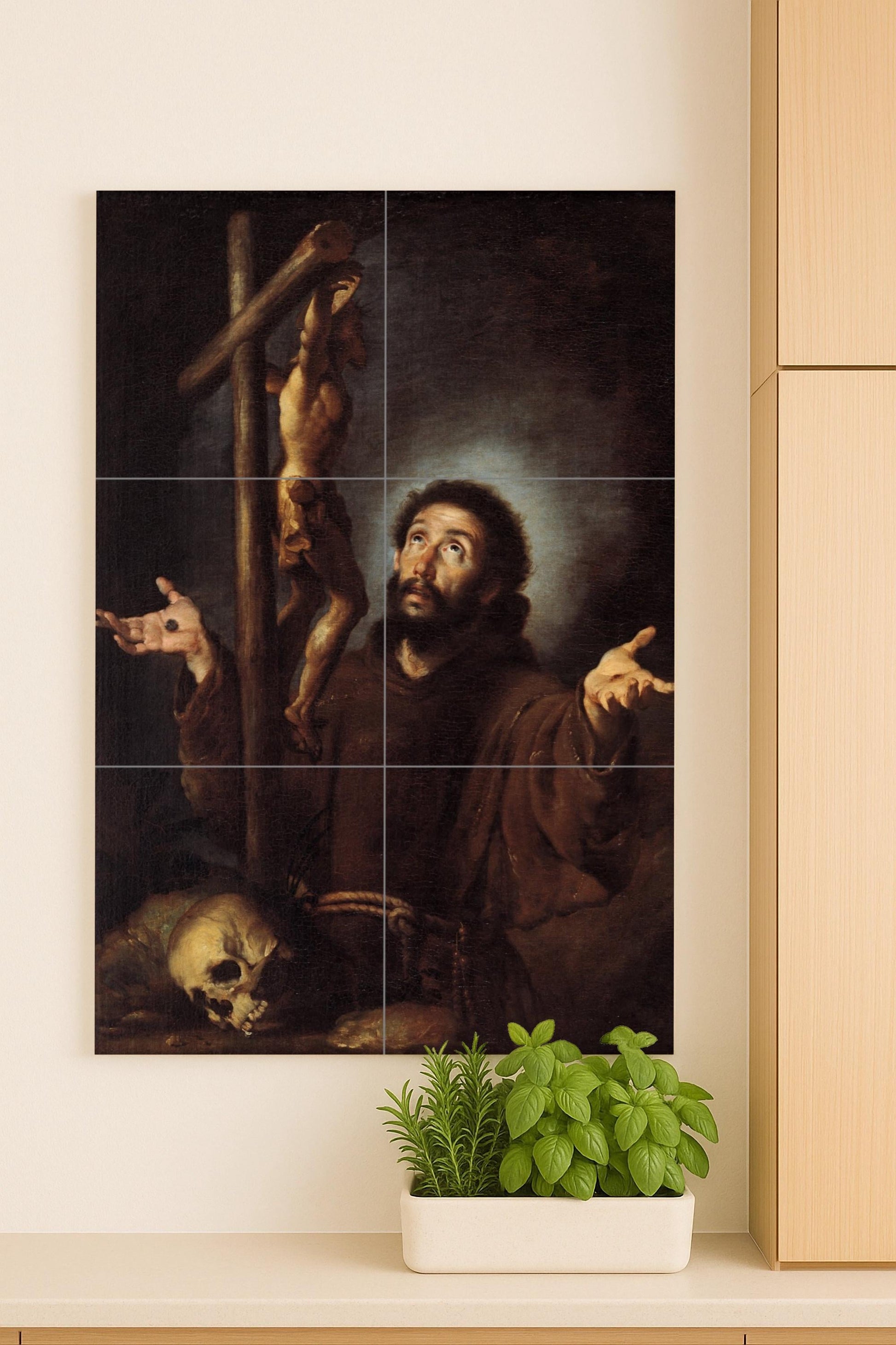 San Francisco de Asís — Santo en oración ante la cruz