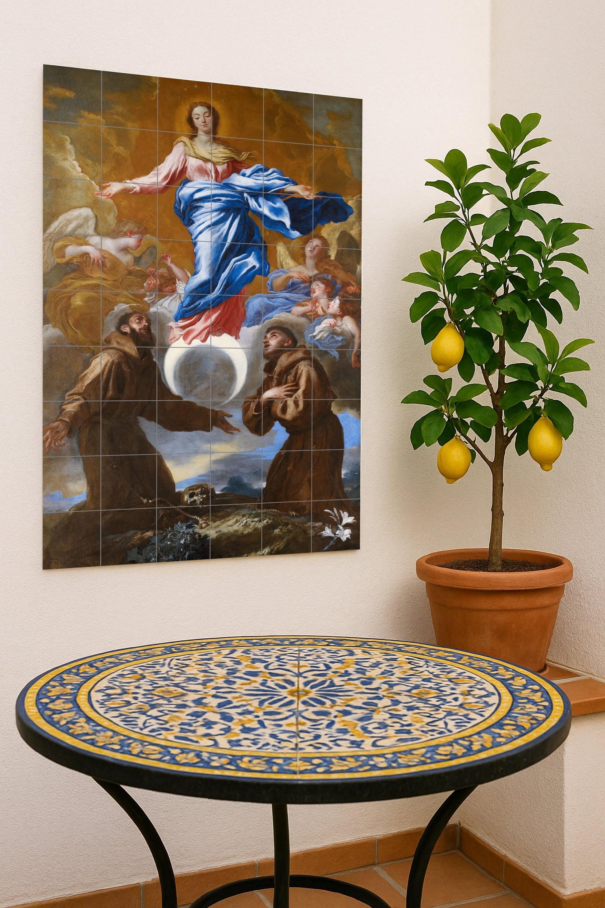 Inmaculada Concepción — Biblical Scene Mural · Tile Wall Art