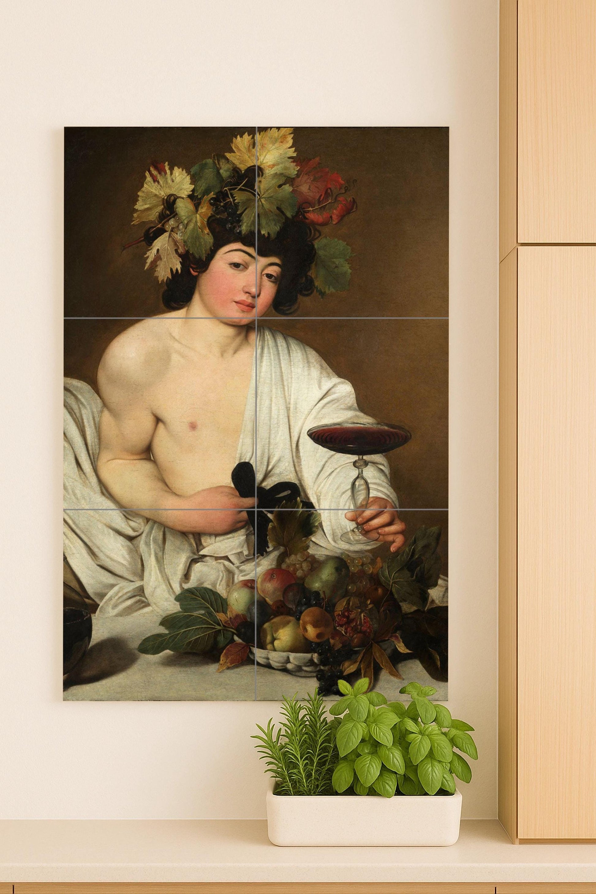 Fresque en Carrelage Baco de Caravaggio — Peinture Classique en Carreaux