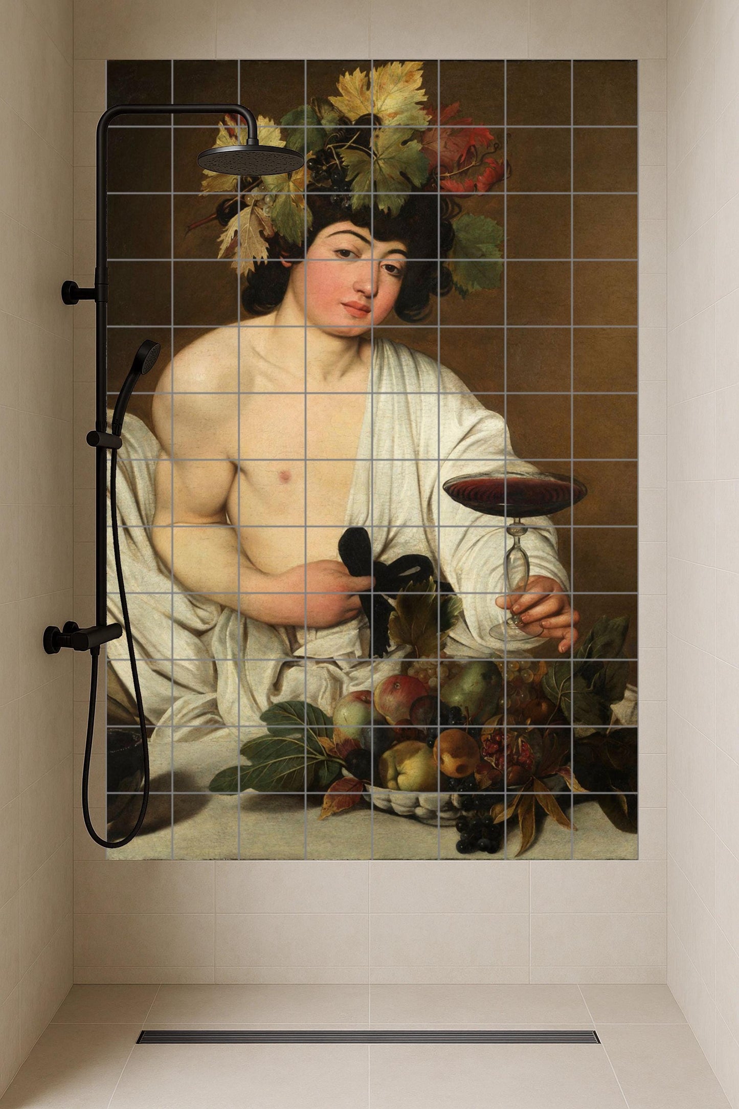 Fresque en Carrelage Baco de Caravaggio — Peinture Classique en Carreaux