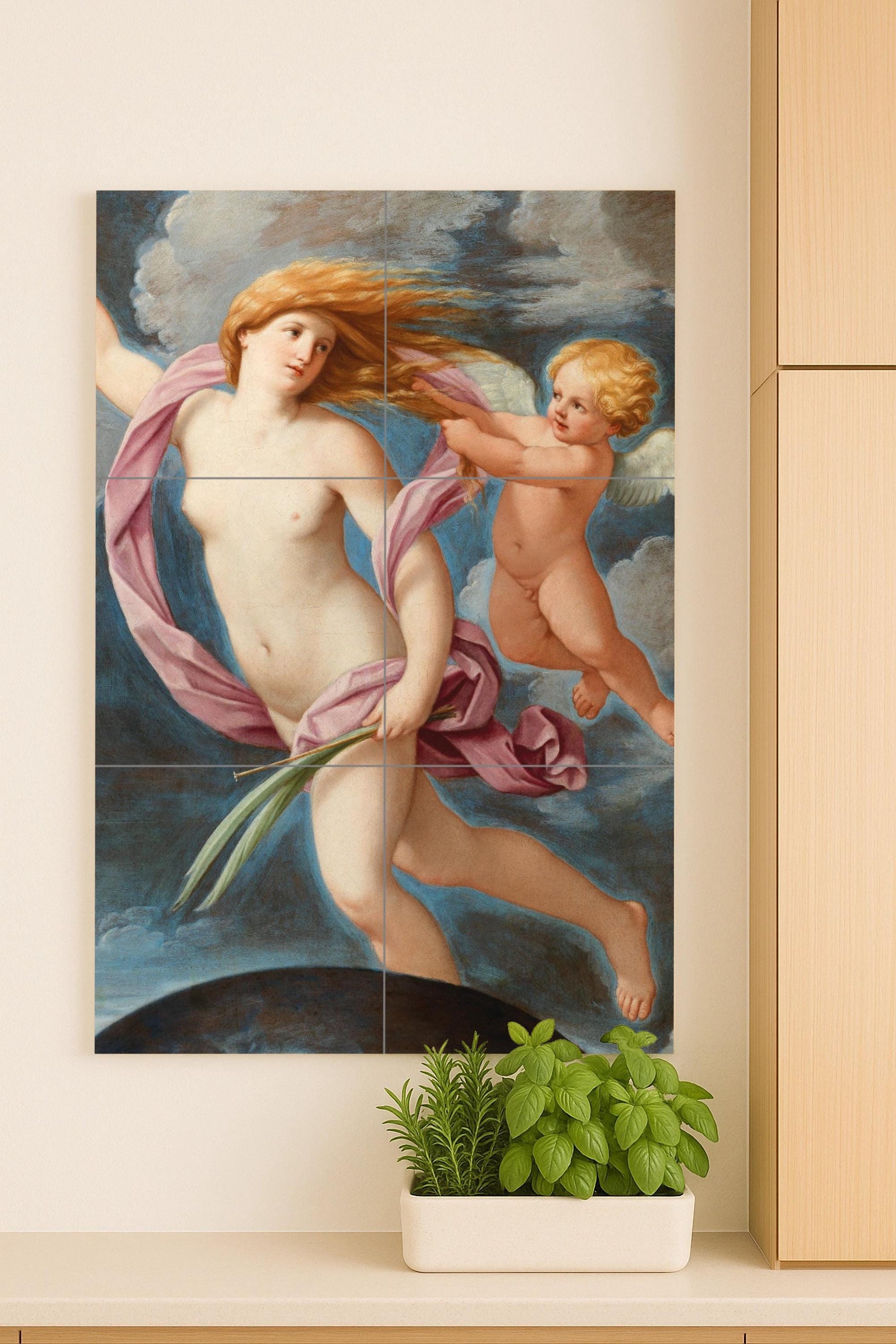 Fresque en Carrelage Grâce Céleste — Art Mural Mythologique