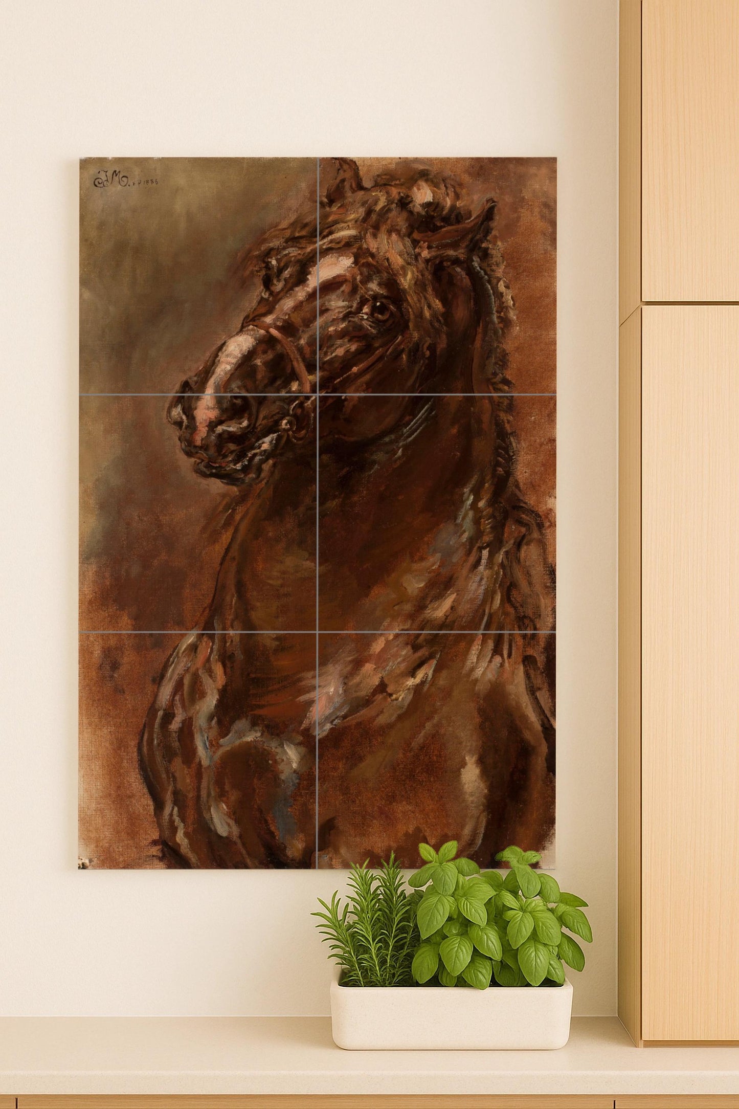 Atelier von Pferde — Fliesen-Wandbild aus Keramik · Fauna-Fliesenkunst