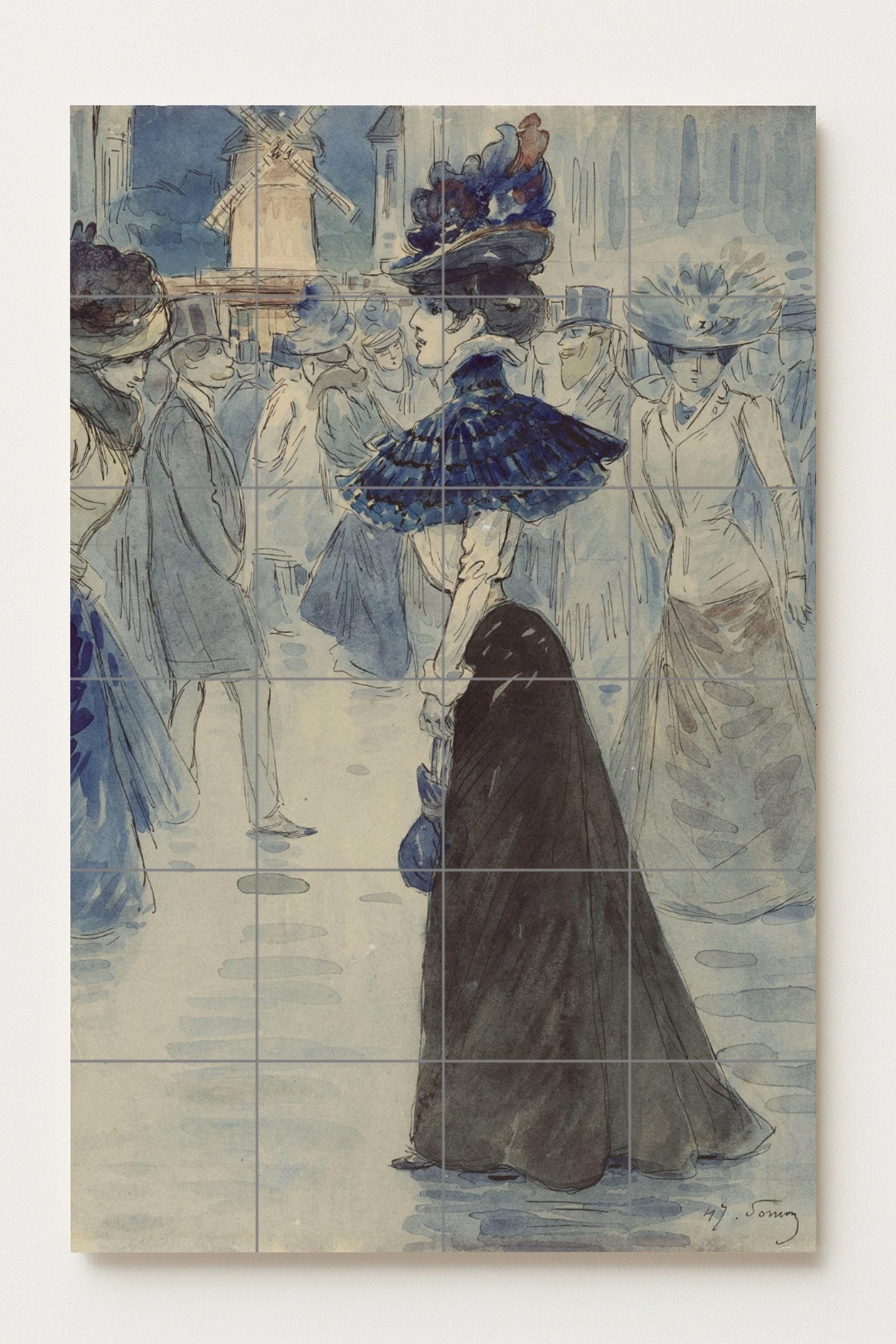 Dama parisina in il Moulin Rouge — Arte da Galleria, Arte da Parete in Ceramica