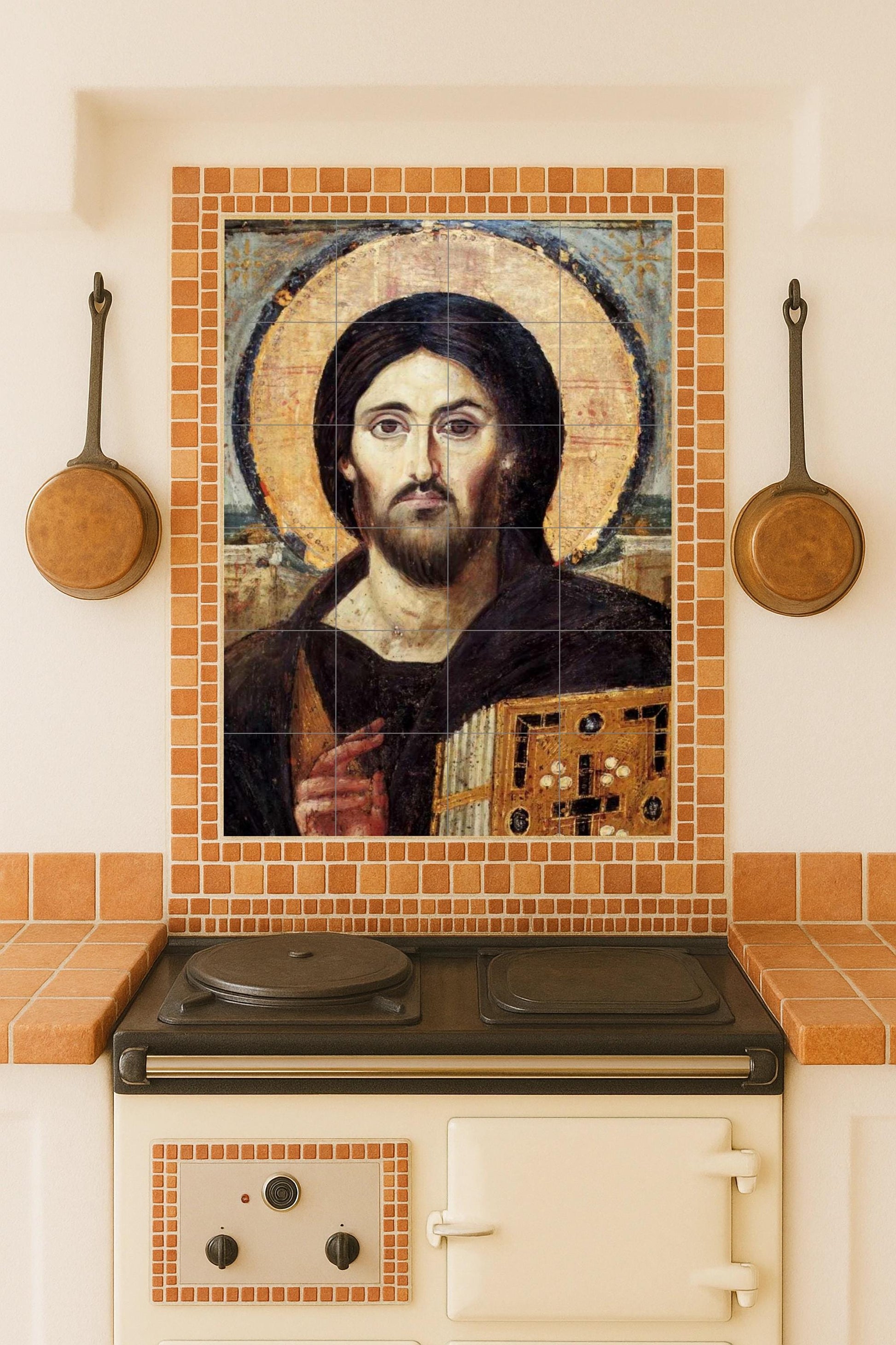 Cristo Pantocrátor — Mural cerámico bizantino del Monasterio de Santa…