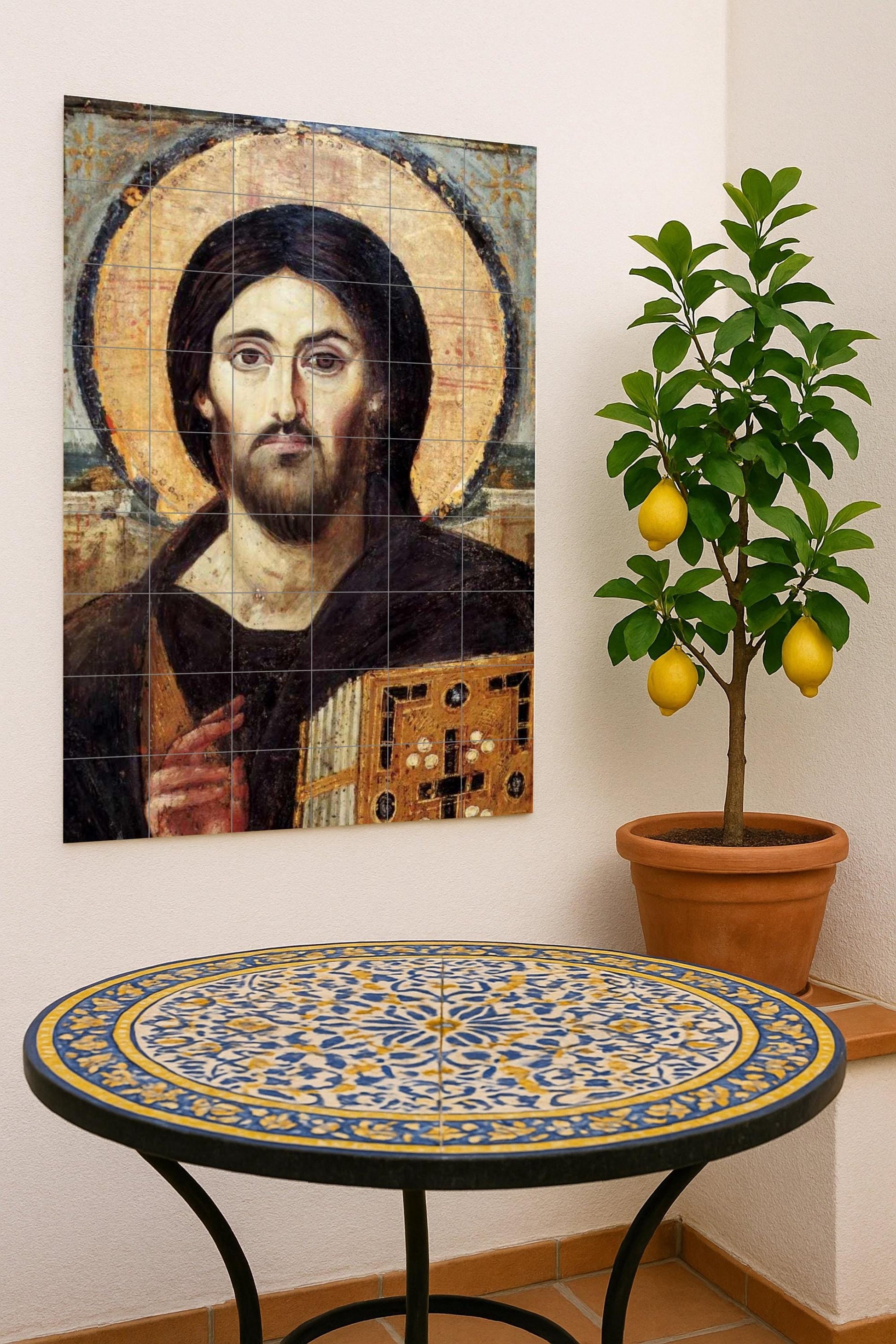 Cristo Pantocrátor — Mural cerámico bizantino del Monasterio de Santa…