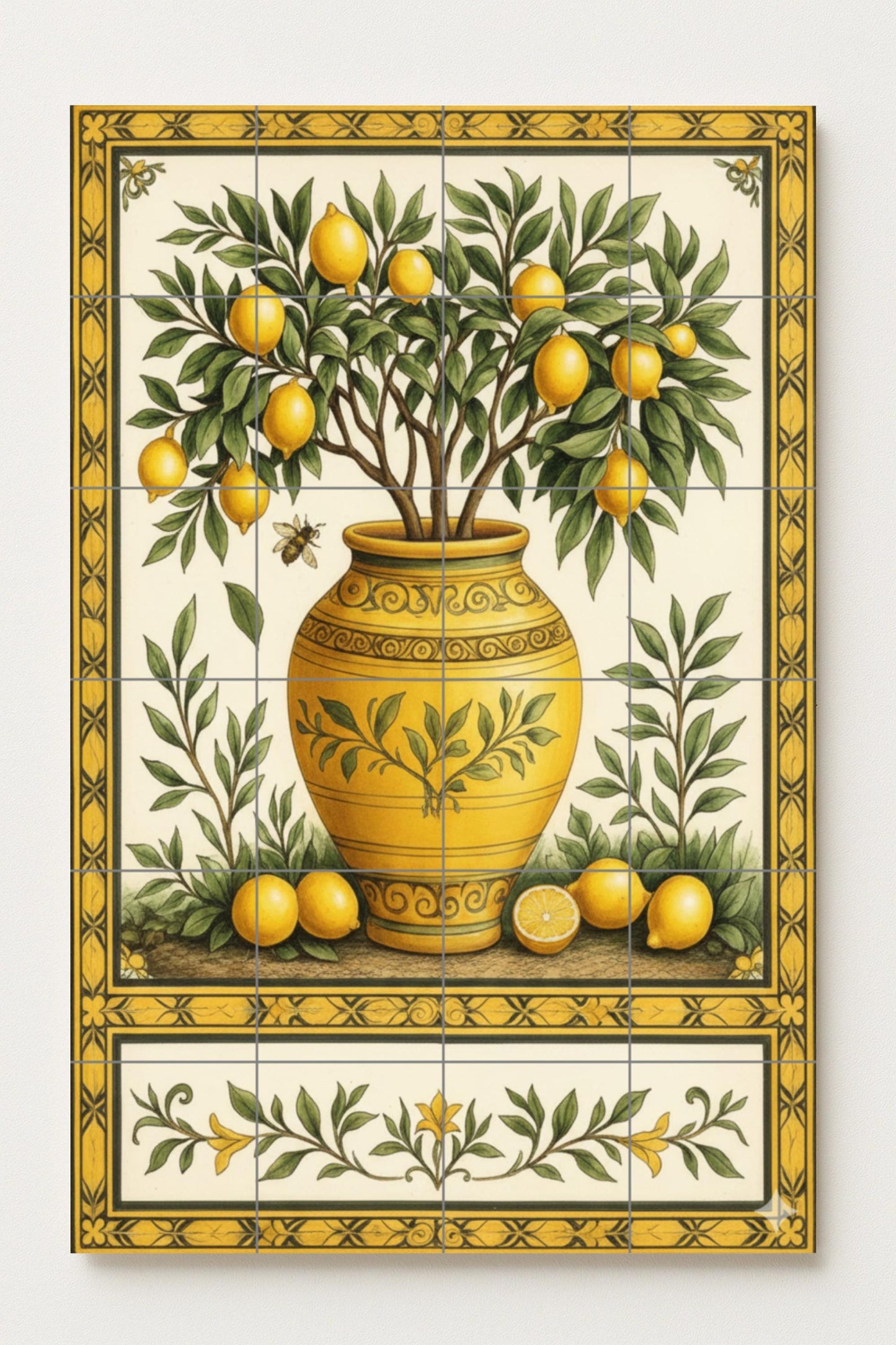 Limone in Vaso Ornamentale — Arte Naturale da Parete, Arte da Parete in Ceramica