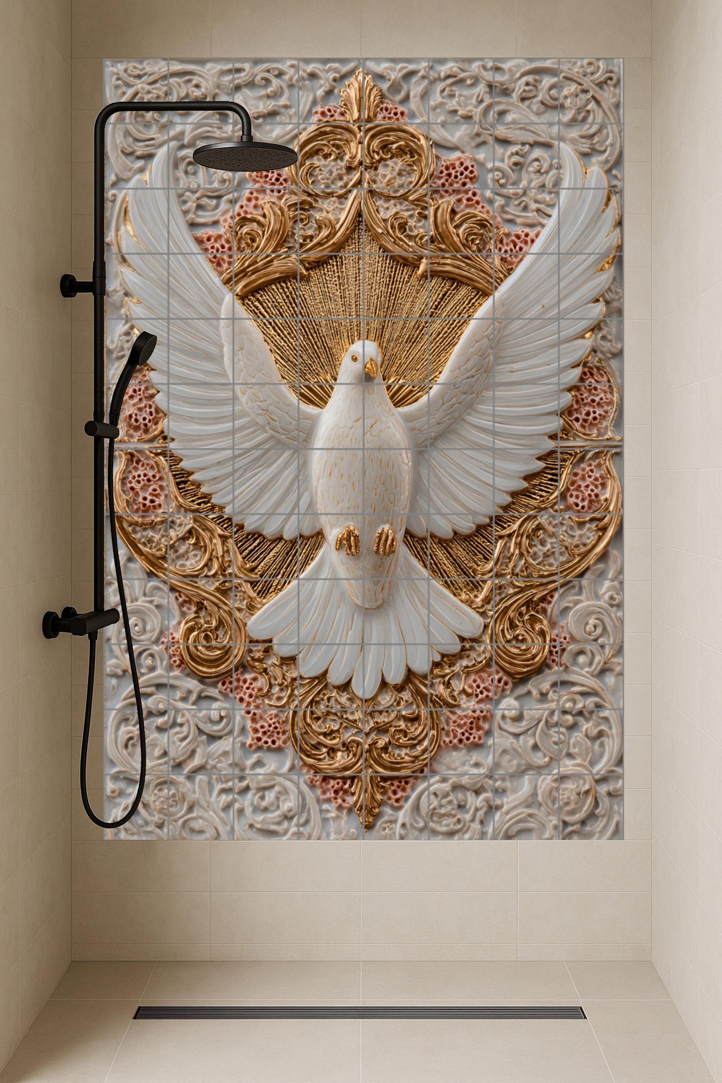 Taube Blanca von die Pureza — Fliesen-Wandbild aus Keramik · Dekoratives Muster-Wandbild